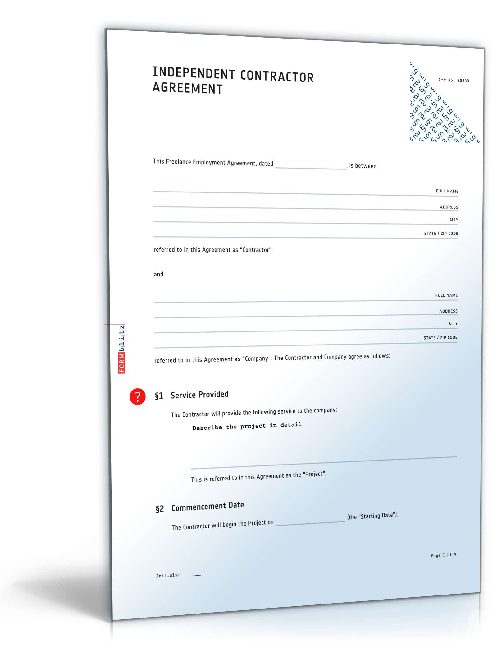 Freier Mitarbeitervertrag Englisch PDF