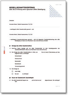 Gesellschaftsvertrag stille Beteiligung Word