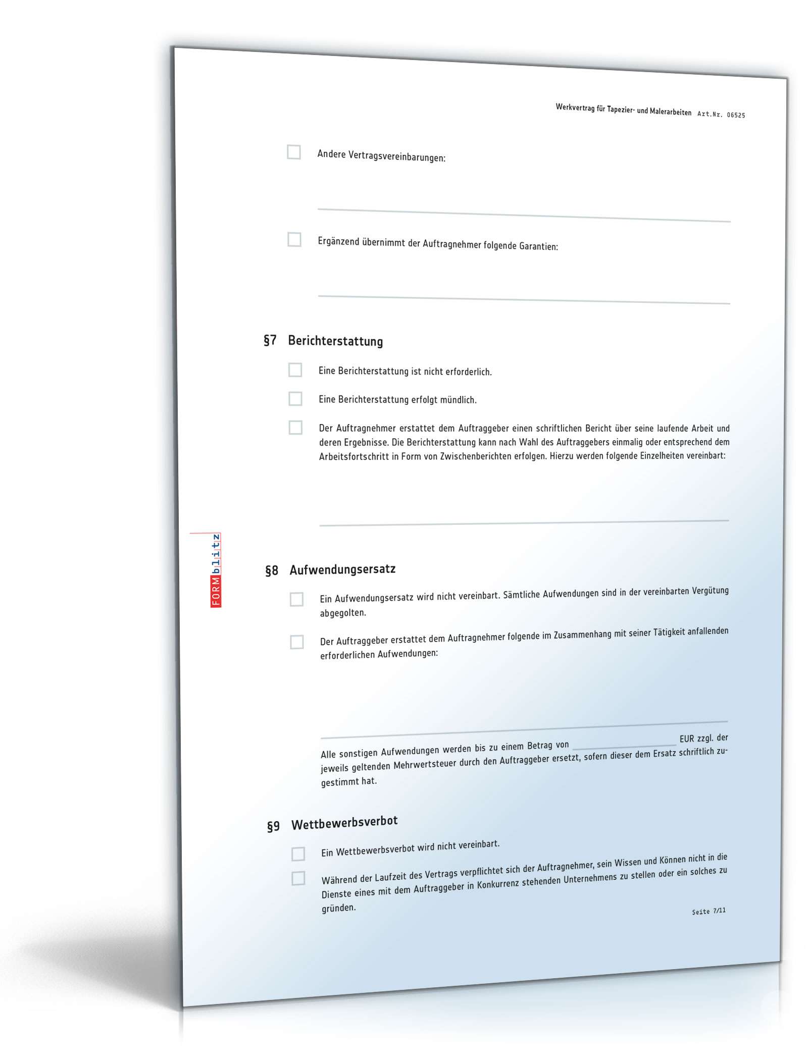Werkvertrag Tapezier- und Malerarbeiten PDF. Seite: 7