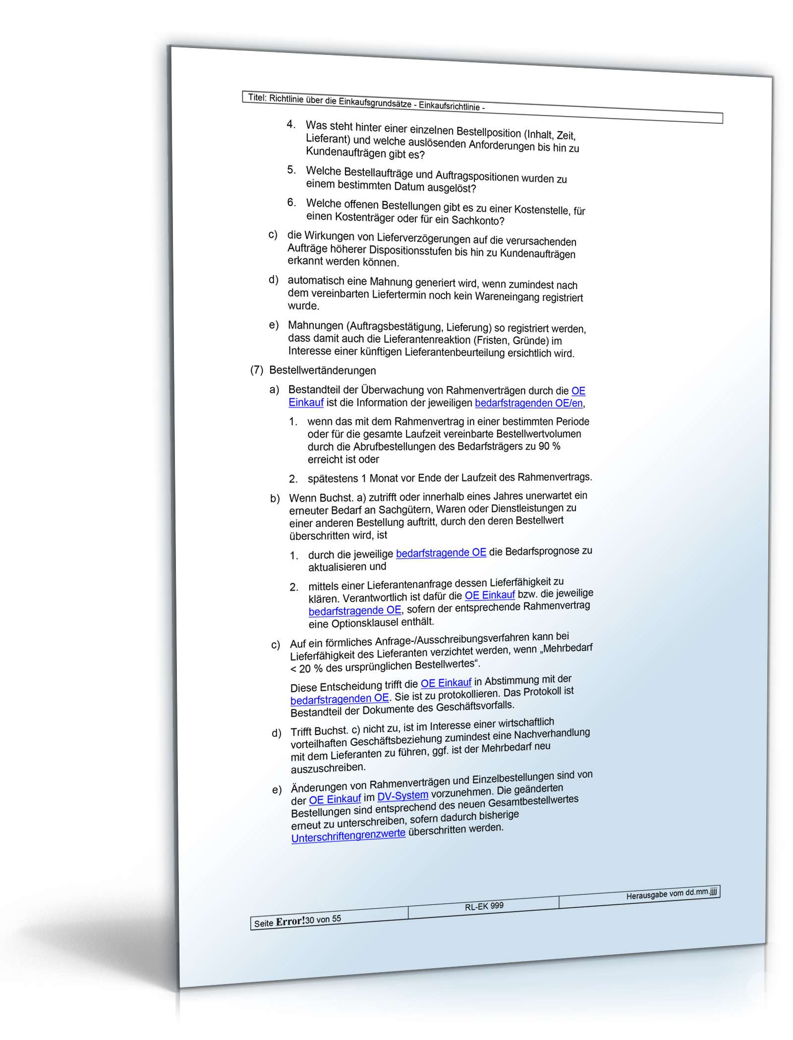 Richtlinien über die Einkaufsgrundsätze Word. Seite: 30