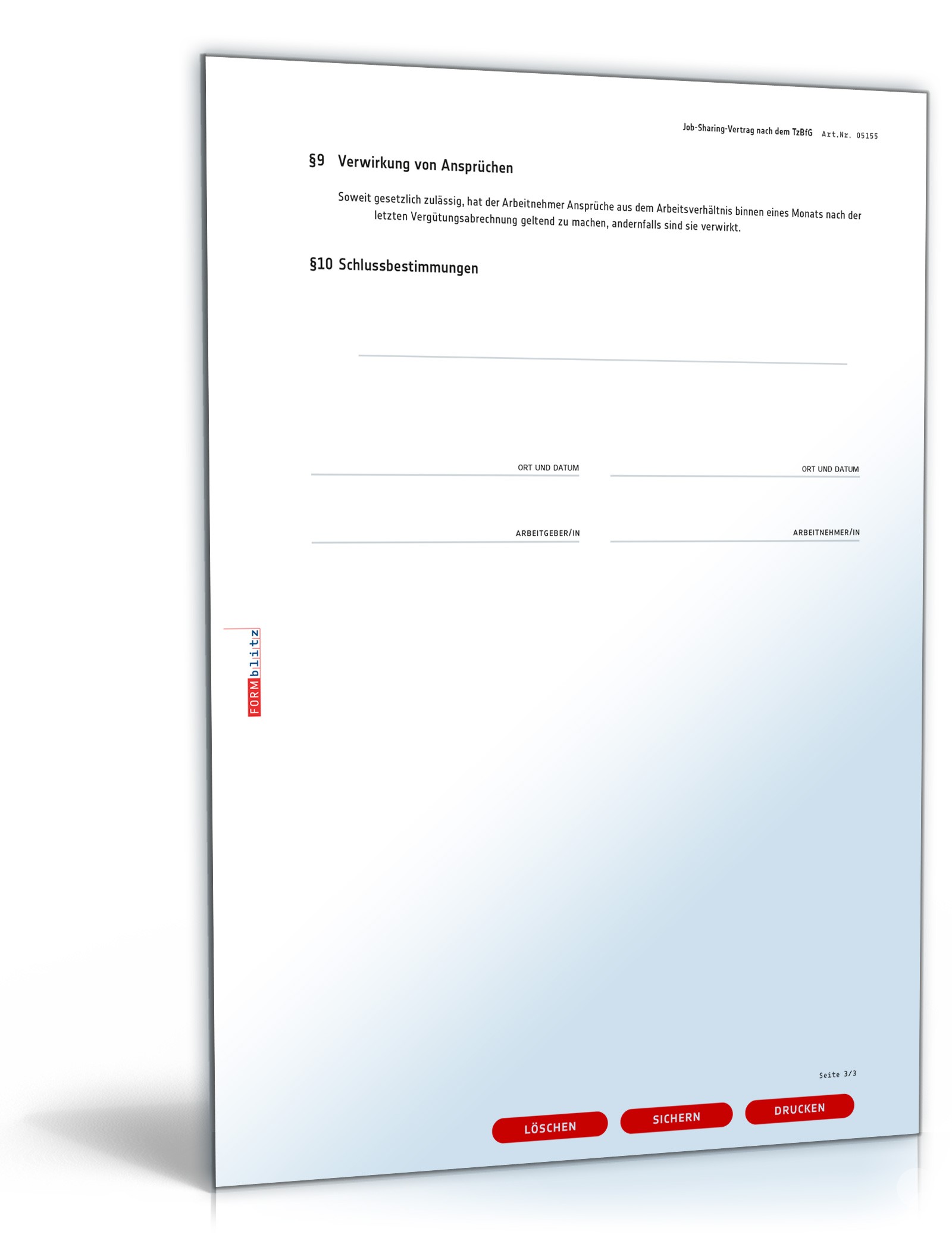 Job-Sharing-Vertrag PDF. Seite: 3