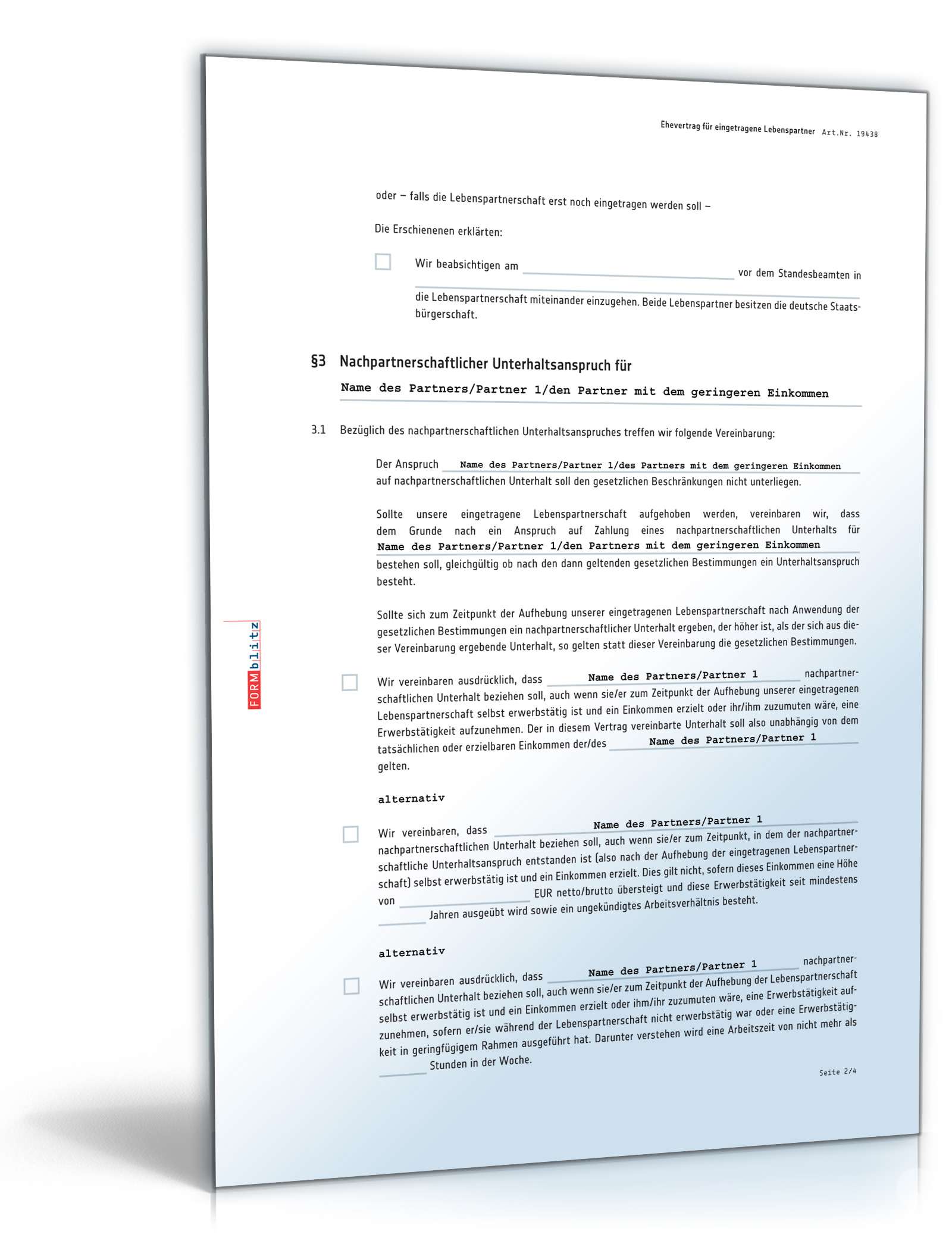 Ehevertrag eingetragene Lebenspartner PDF. Seite: 2