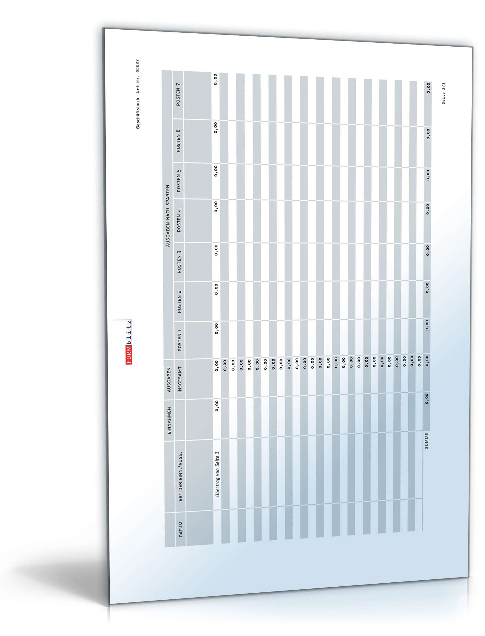 Geschäftsbuch blanko PDF. Seite: 2