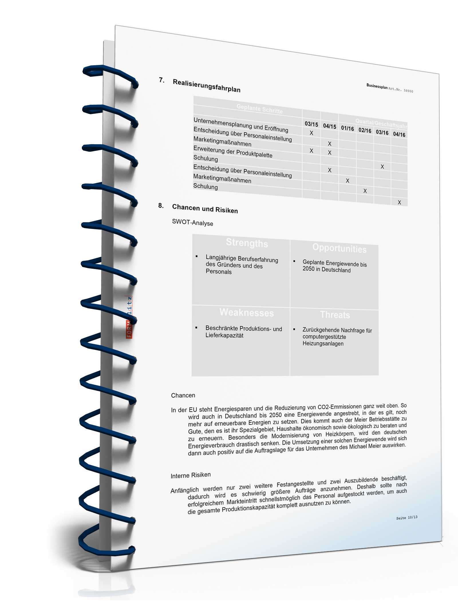 Businessplan Betriebsstätte für Sanitär-, Heizungs- & Klimaanlagentechnik Excel. Seite: 11