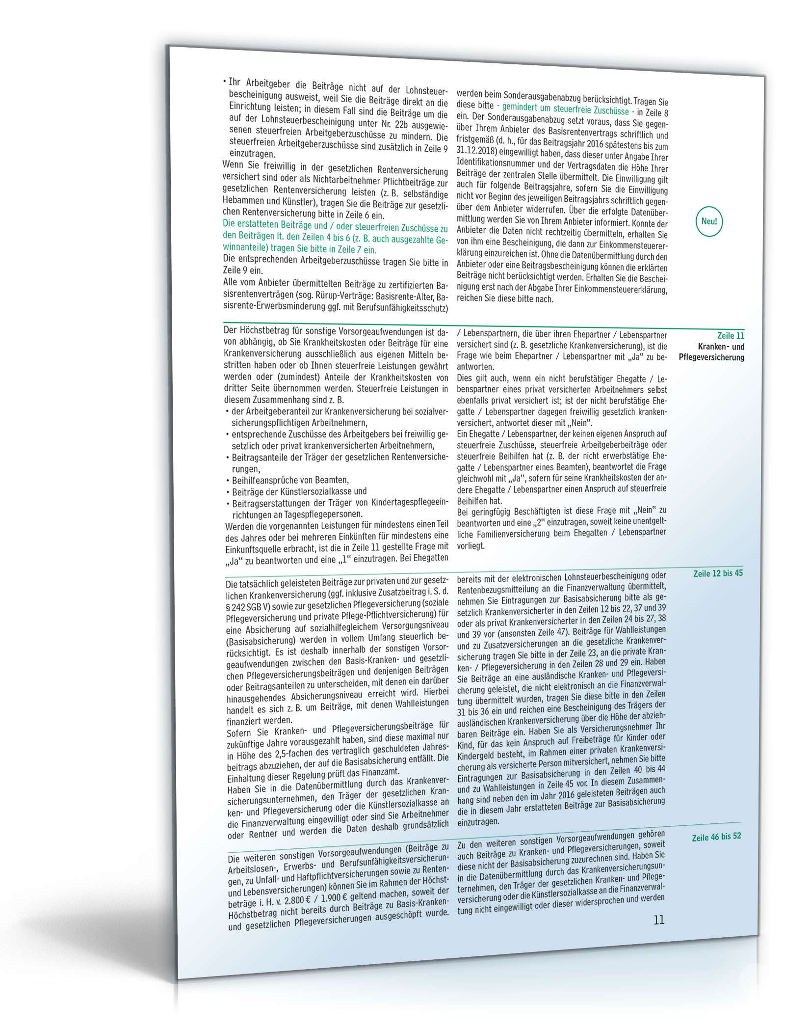 Anleitung zur Einkommensteuererklärung 2016 PDF. Seite: 11