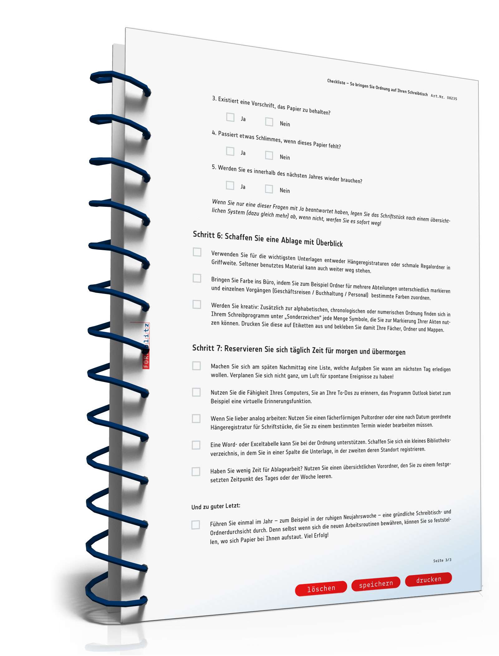 Checkliste Schreibtischordnung  PDF. Seite: 3