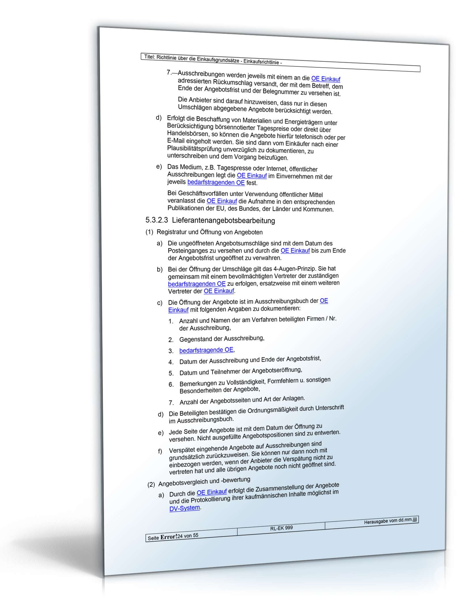 Richtlinien über die Einkaufsgrundsätze Word. Seite: 24