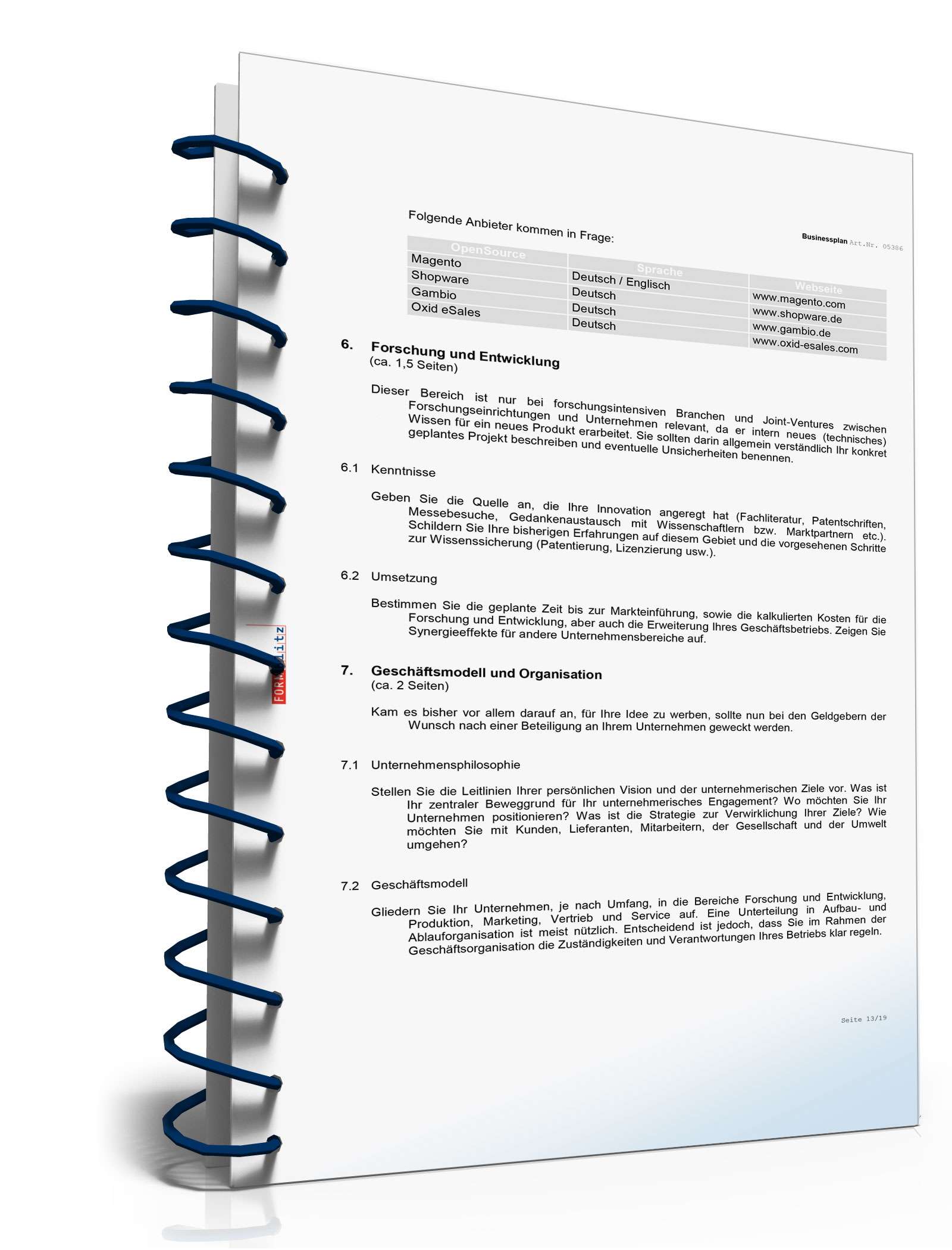 Businessplan Online-Shop Excel. Seite: 11