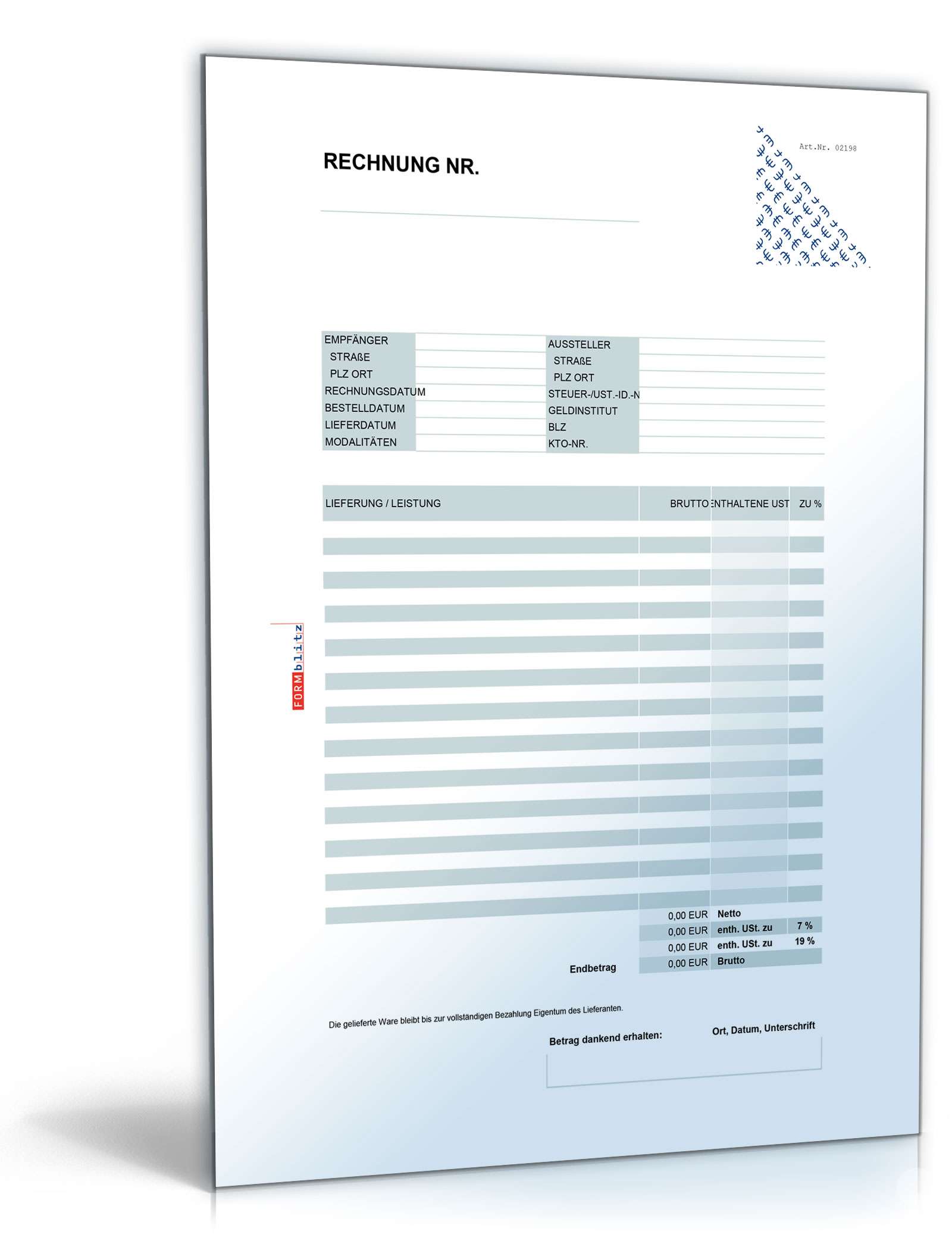 8 verschiedene Rechnungsvorlagen als Excel-Tabelle Excel. Seite: 2