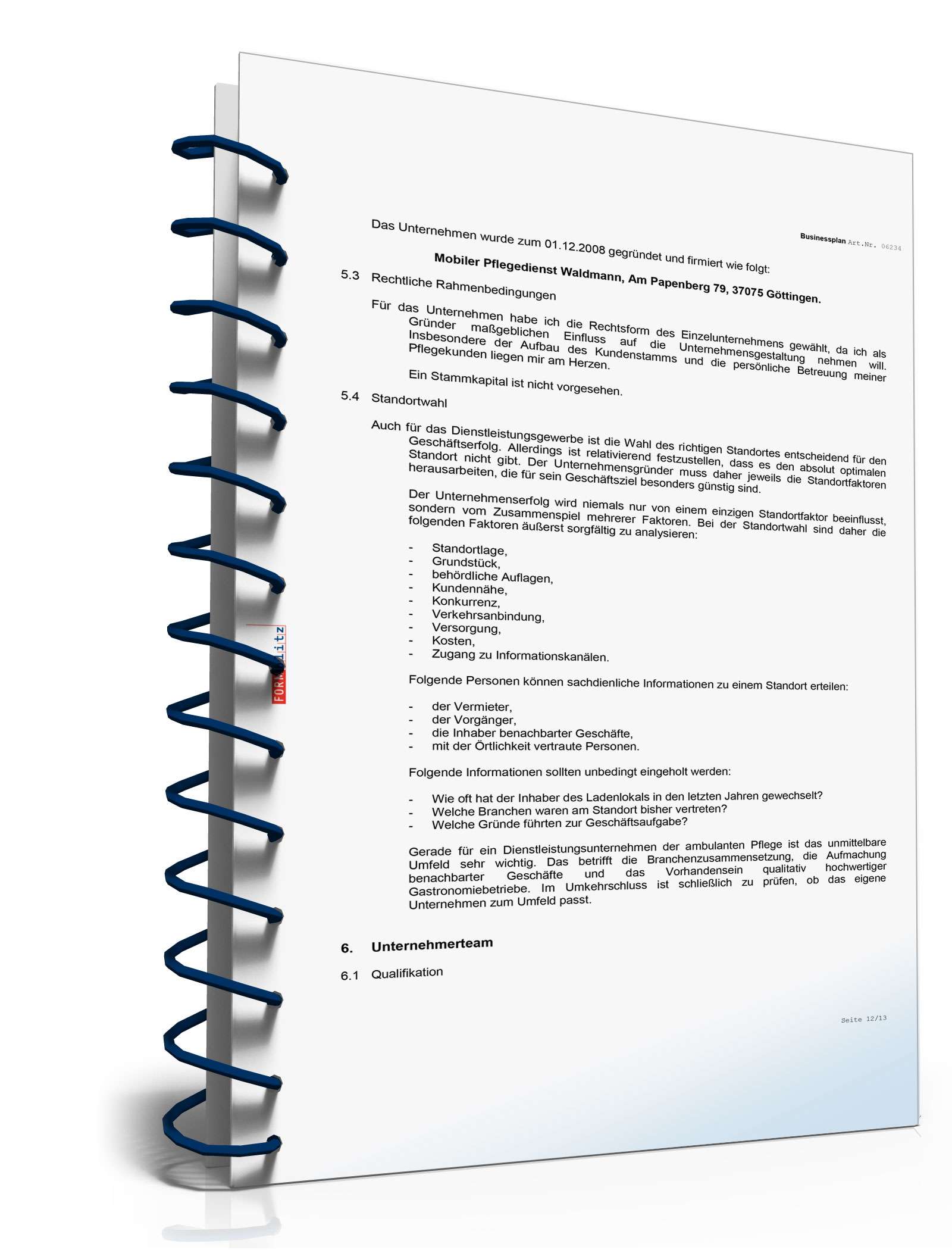 Businessplan Mobiler Pflegedienst Excel. Seite: 14