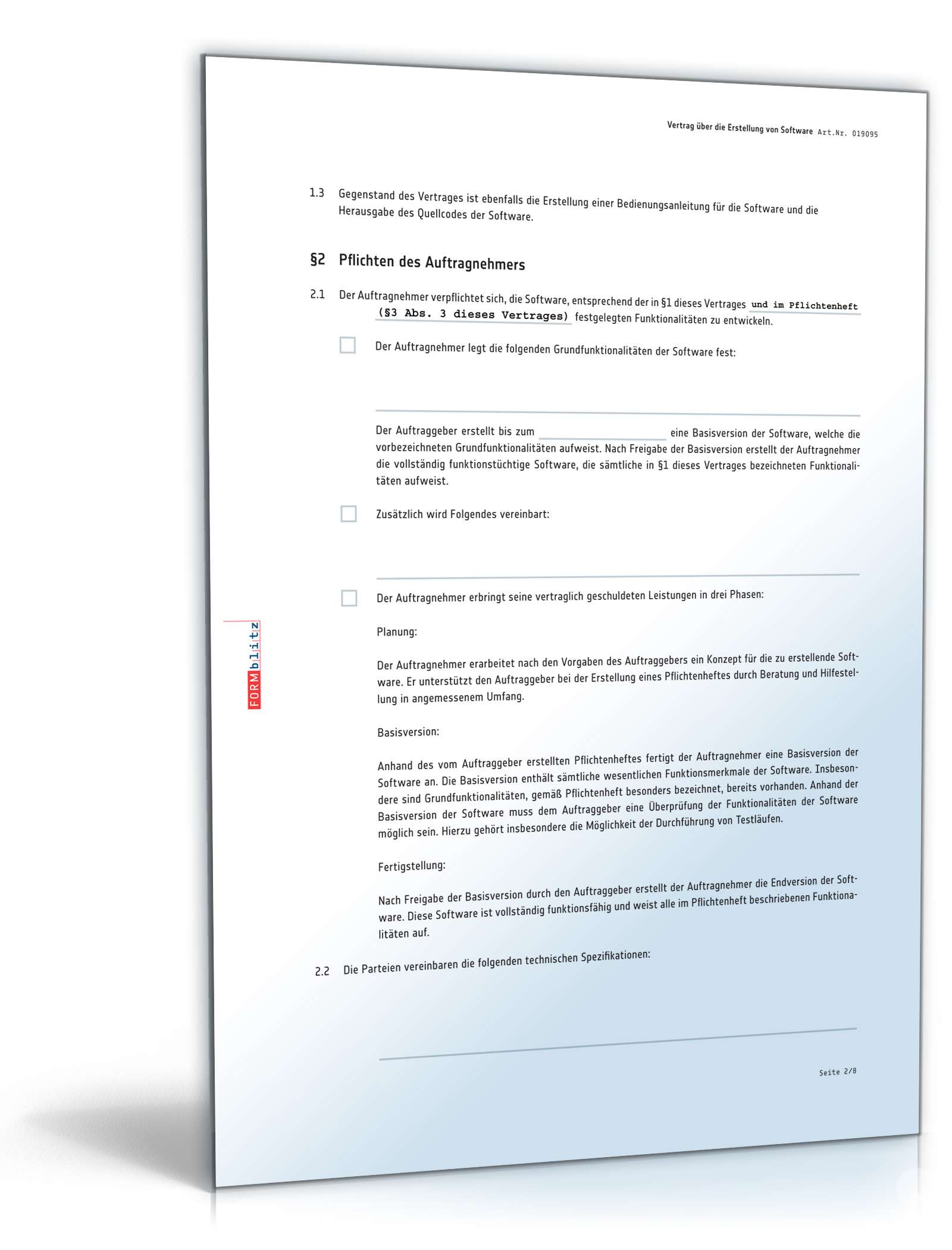Vertrag Softwareerstellung PDF. Seite: 2