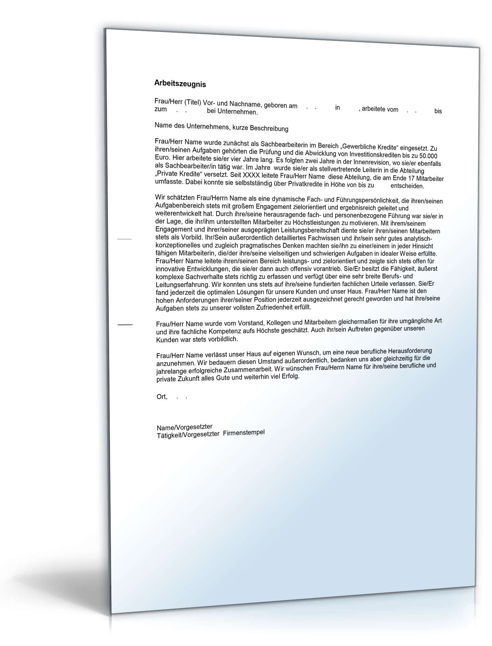 Arbeitszeugnis Bankkaufleute Excel. Seite: 4