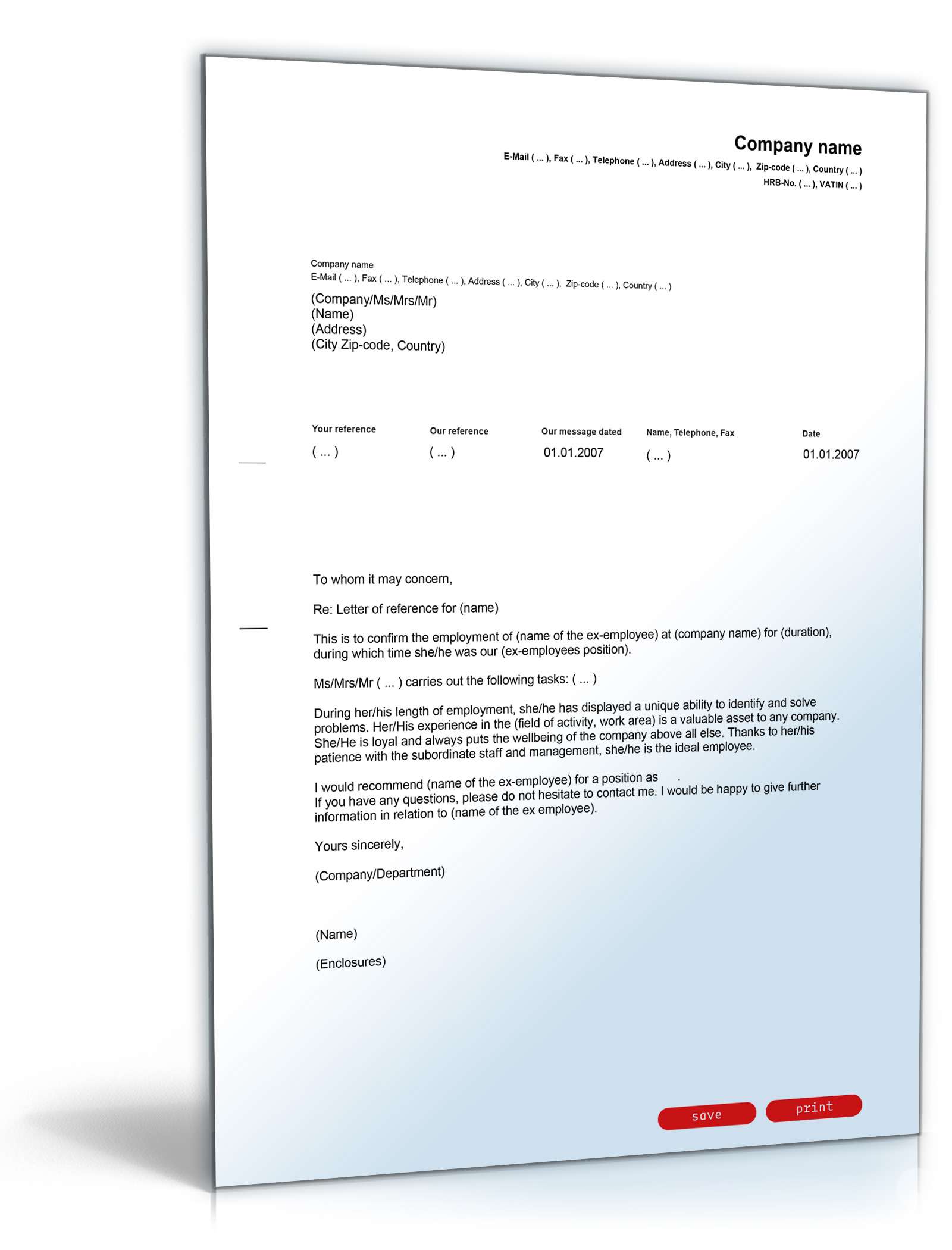 Referenzschreiben Englisch  PDF