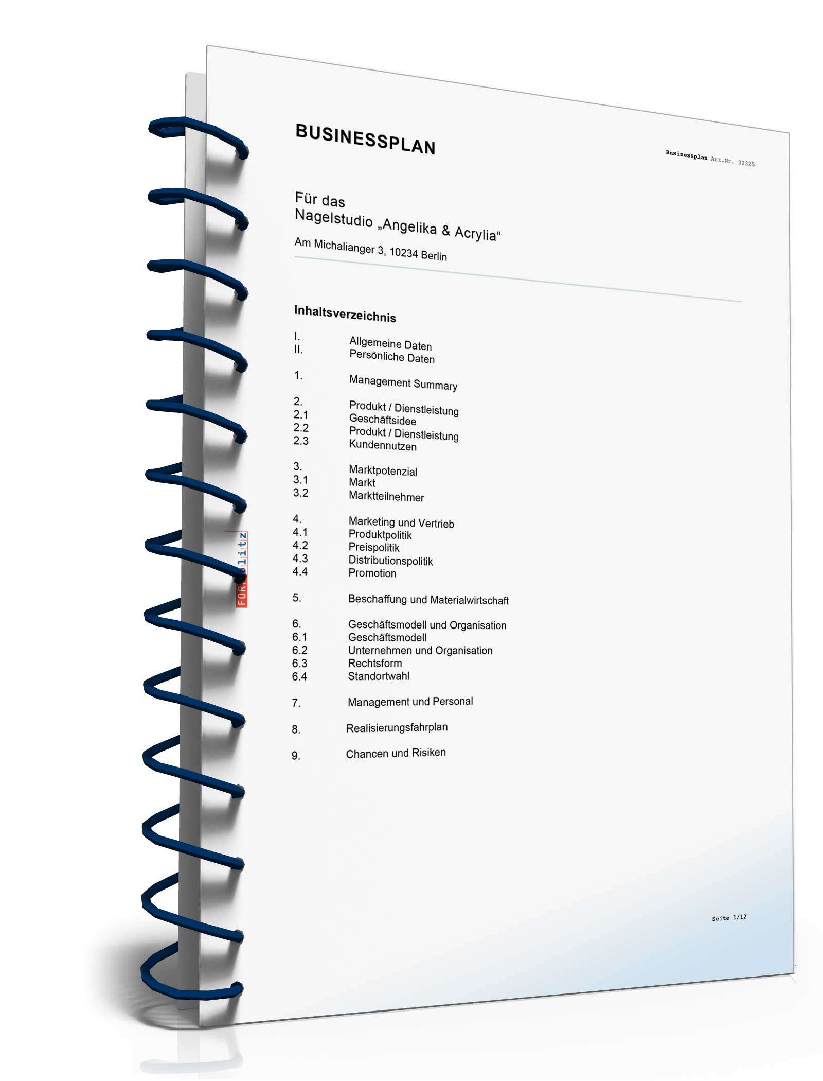 Businessplan Nagelstudio Excel. Seite: 3
