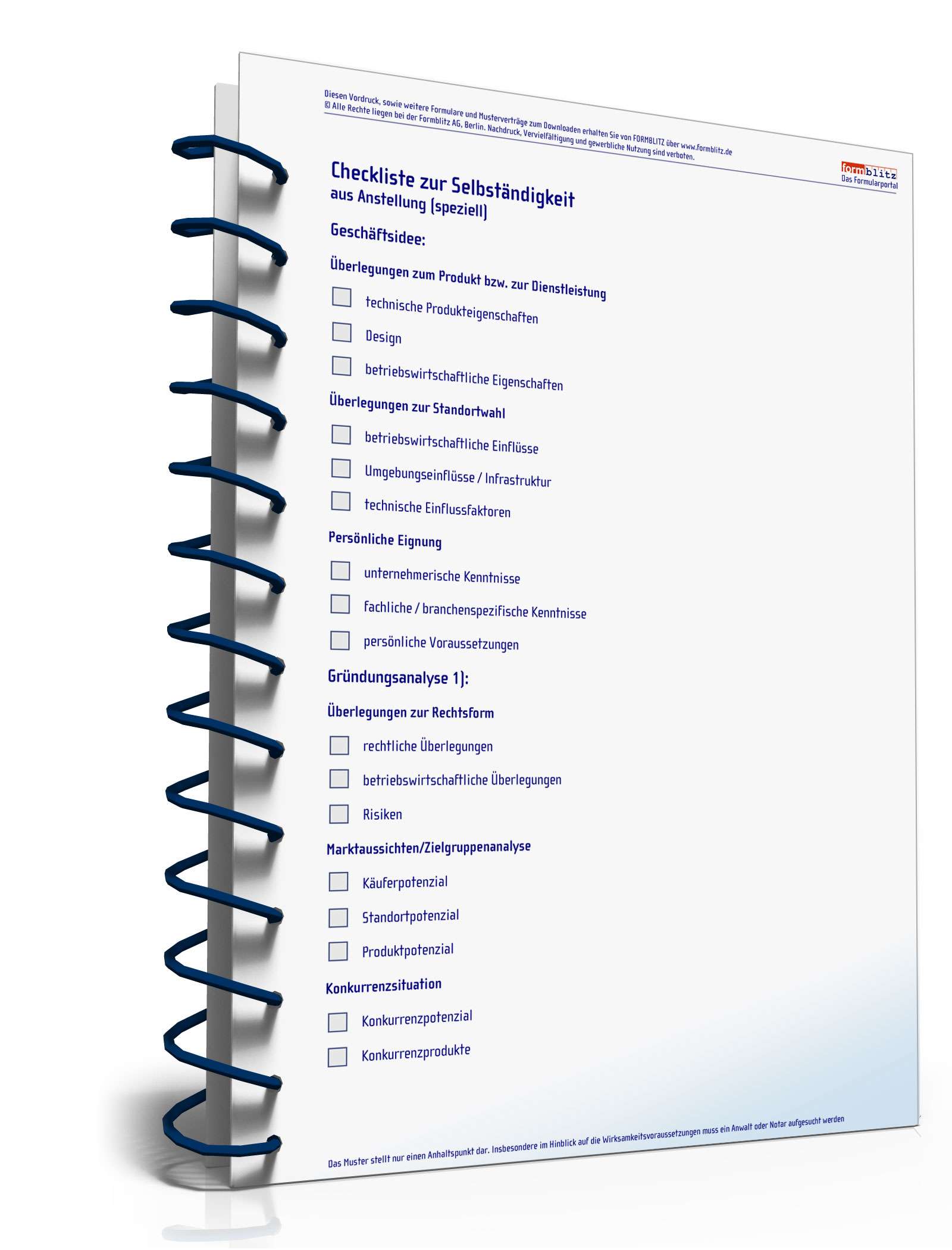 Checkliste zur Selbstständigkeit aus Anstellung PDF