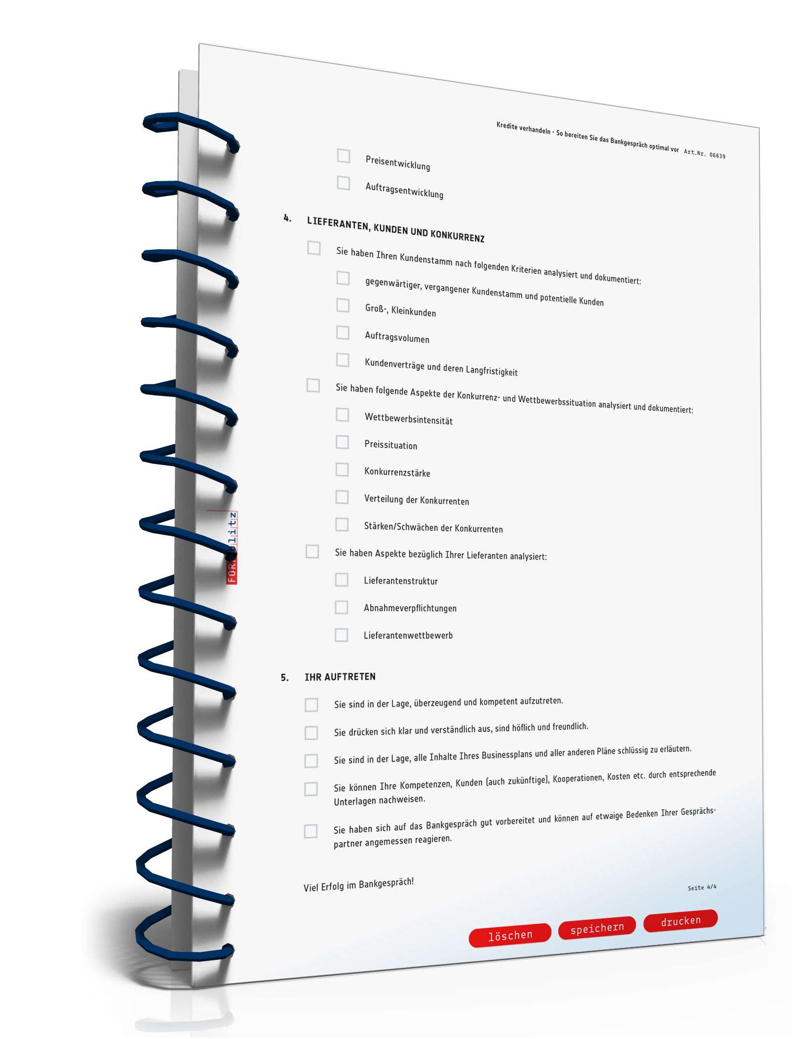 Checkliste Vorbereitung Kreditverhandlung PDF. Seite: 4