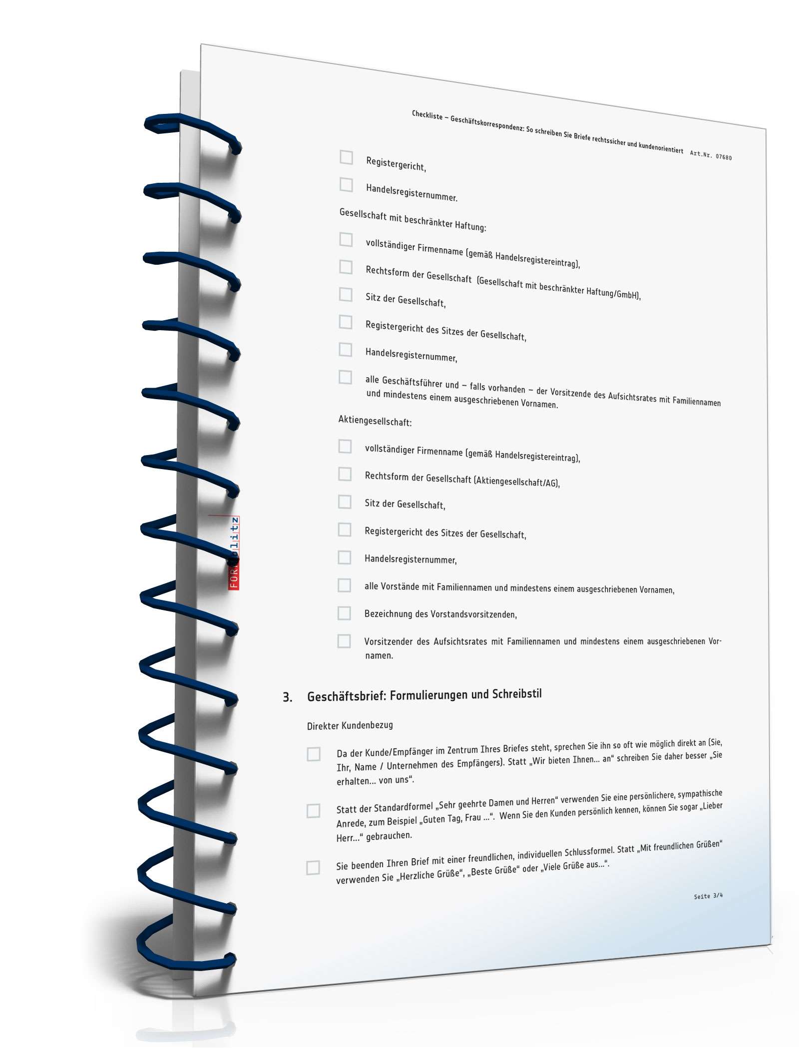 Checkliste Geschäftskorrespondenz PDF. Seite: 3