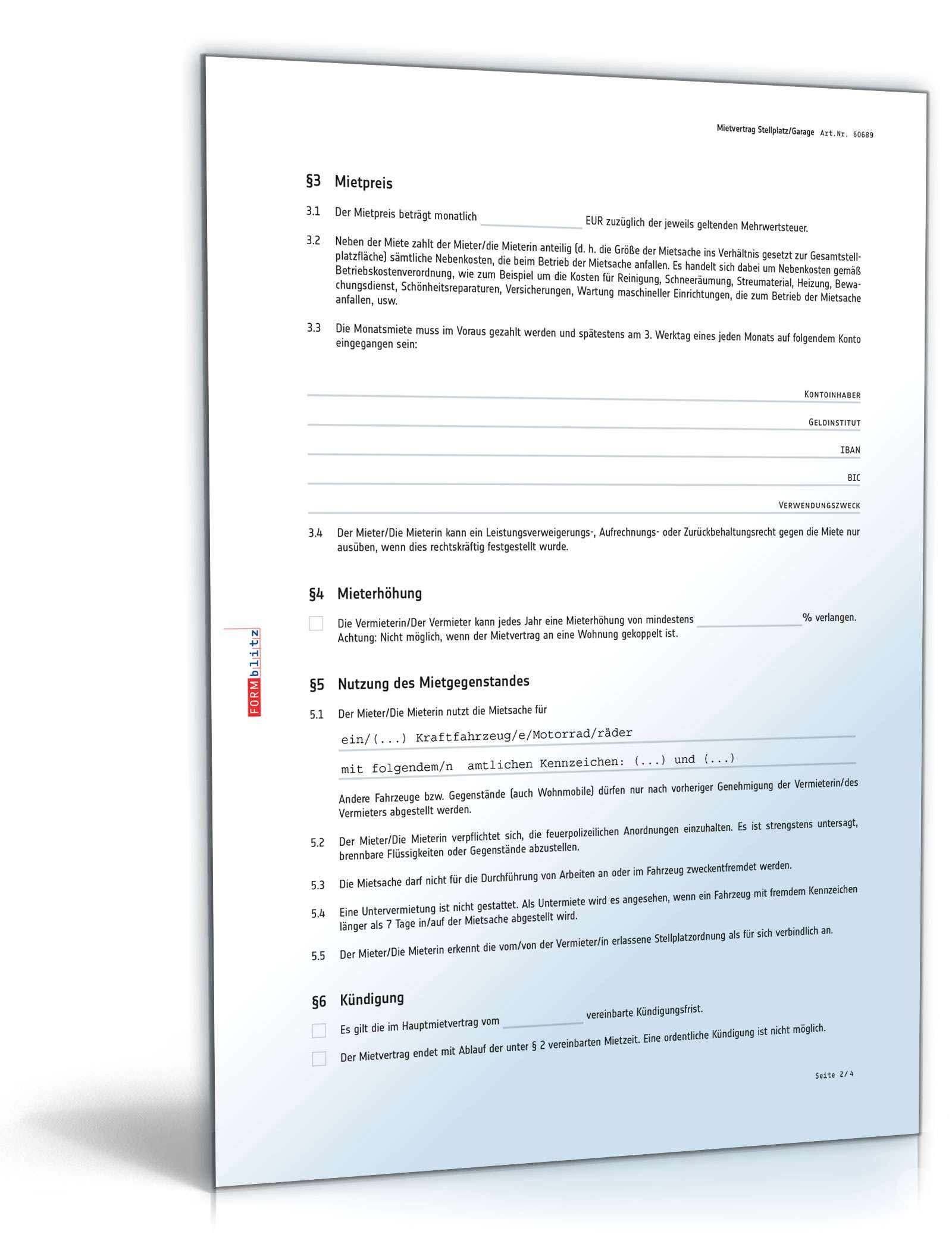 Mietvertrag Stellplatz PDF. Seite: 2