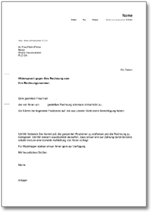 Widerspruch Rechnung Word