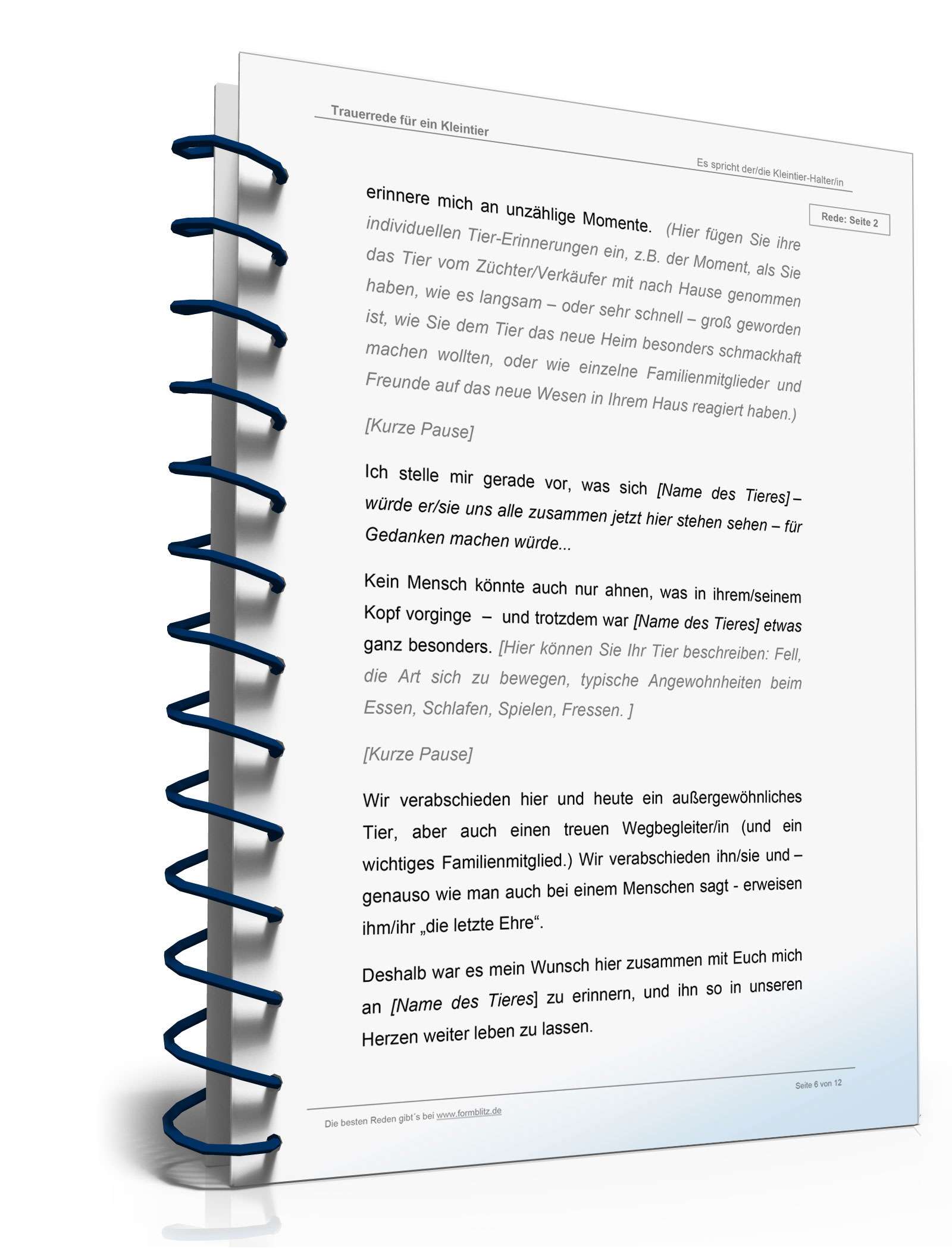 Trauerrede für ein Kleintier  Word. Seite: 6