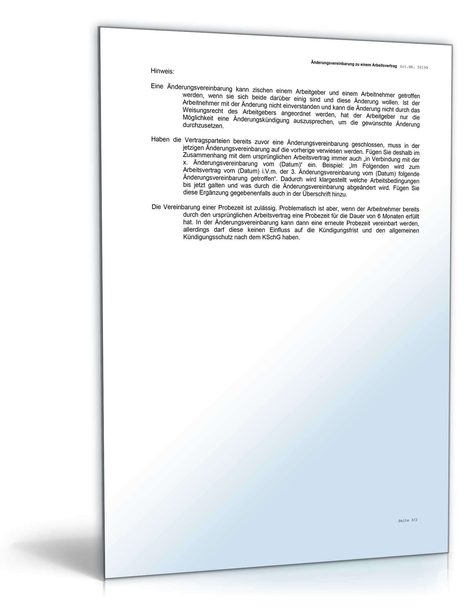 Änderungsvereinbarung mit Probezeit Word. Seite: 4