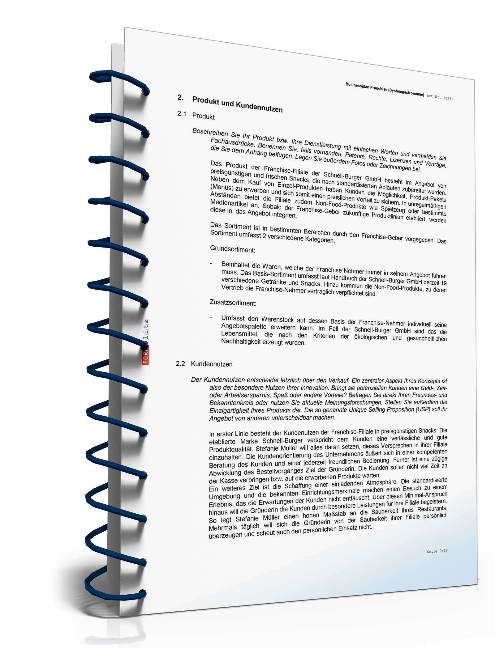 Businessplan Franchise (Systemgastronomie) Excel. Seite: 8