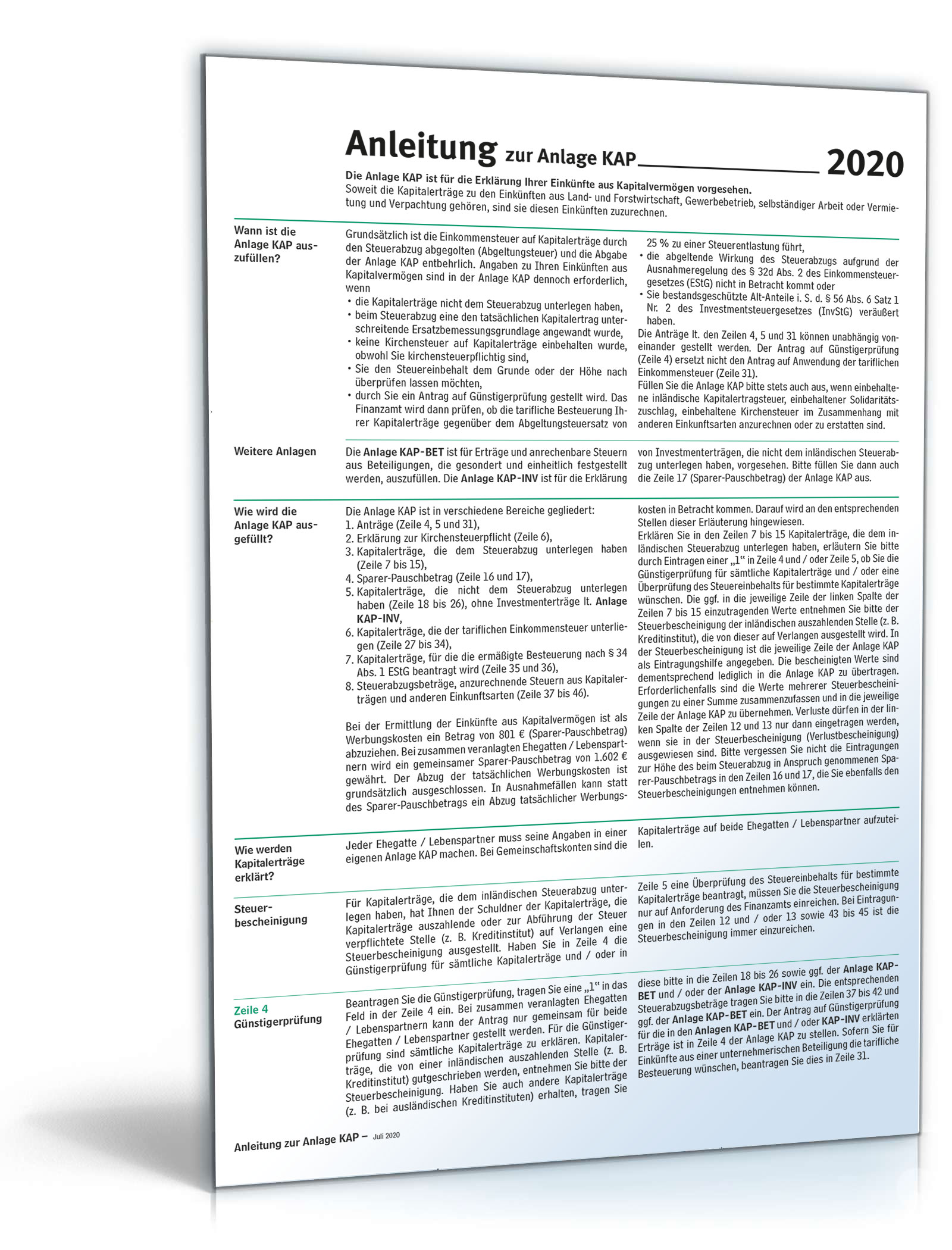 Anleitung Anlage KAP 2020 PDF