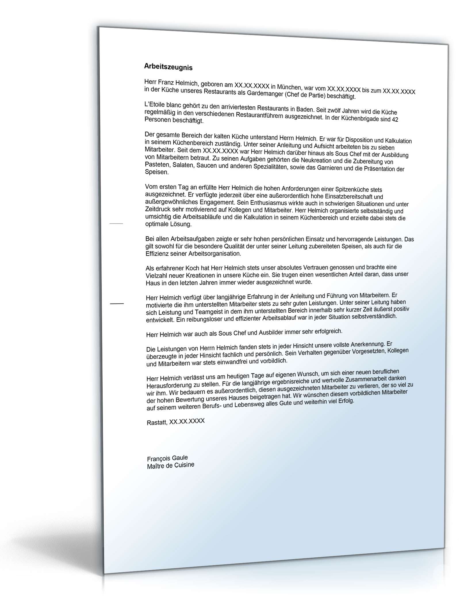 Arbeitszeugnis Chefkoch Excel. Seite: 3