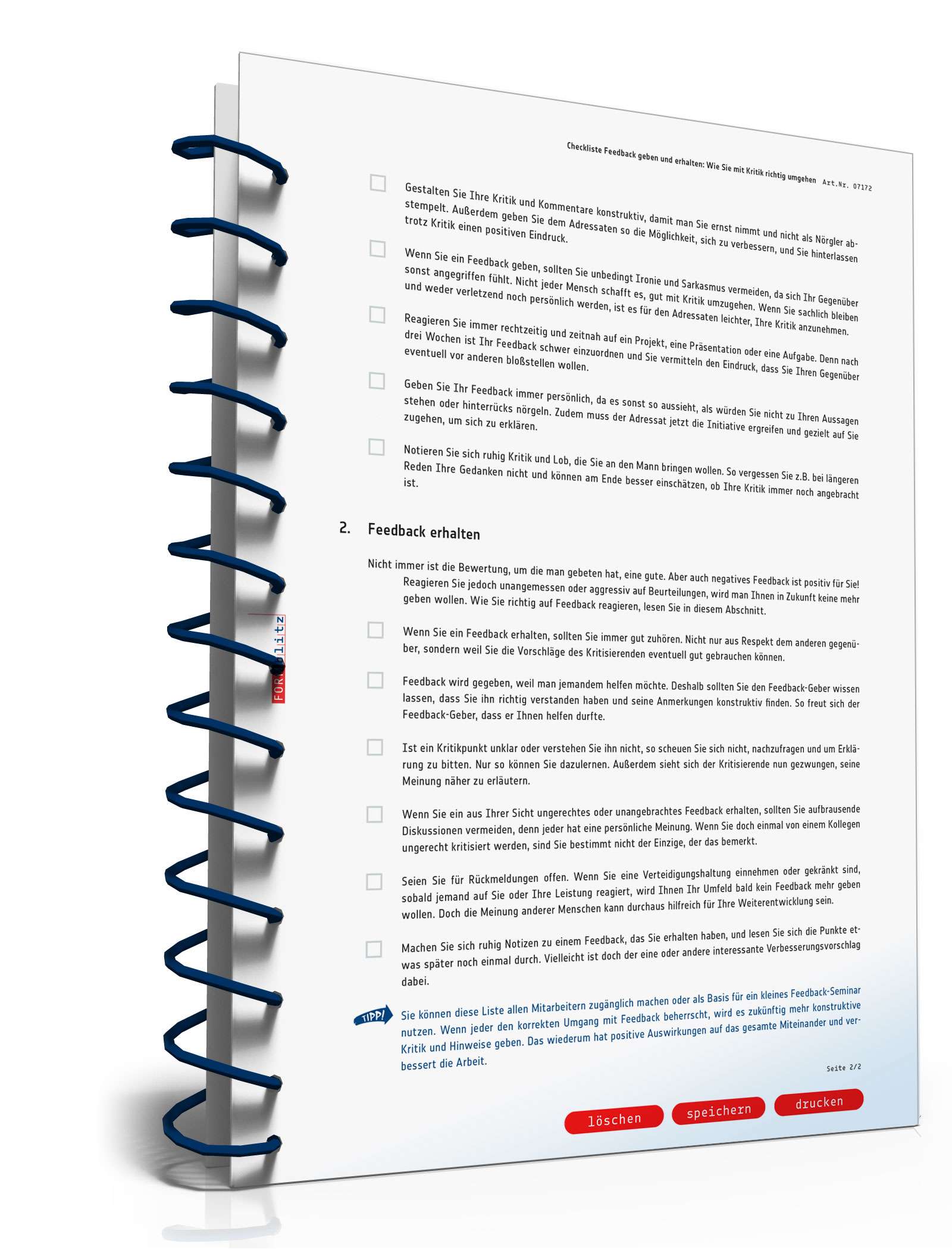 Checkliste Feedback-Regeln PDF. Seite: 2