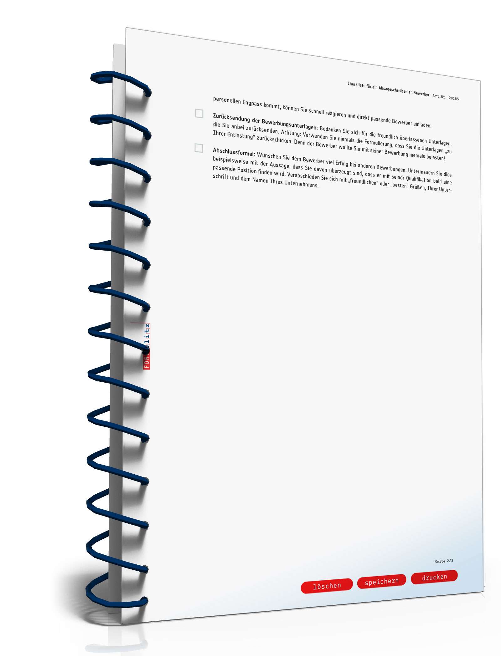 Checkliste für ein Absageschreiben PDF. Seite: 2