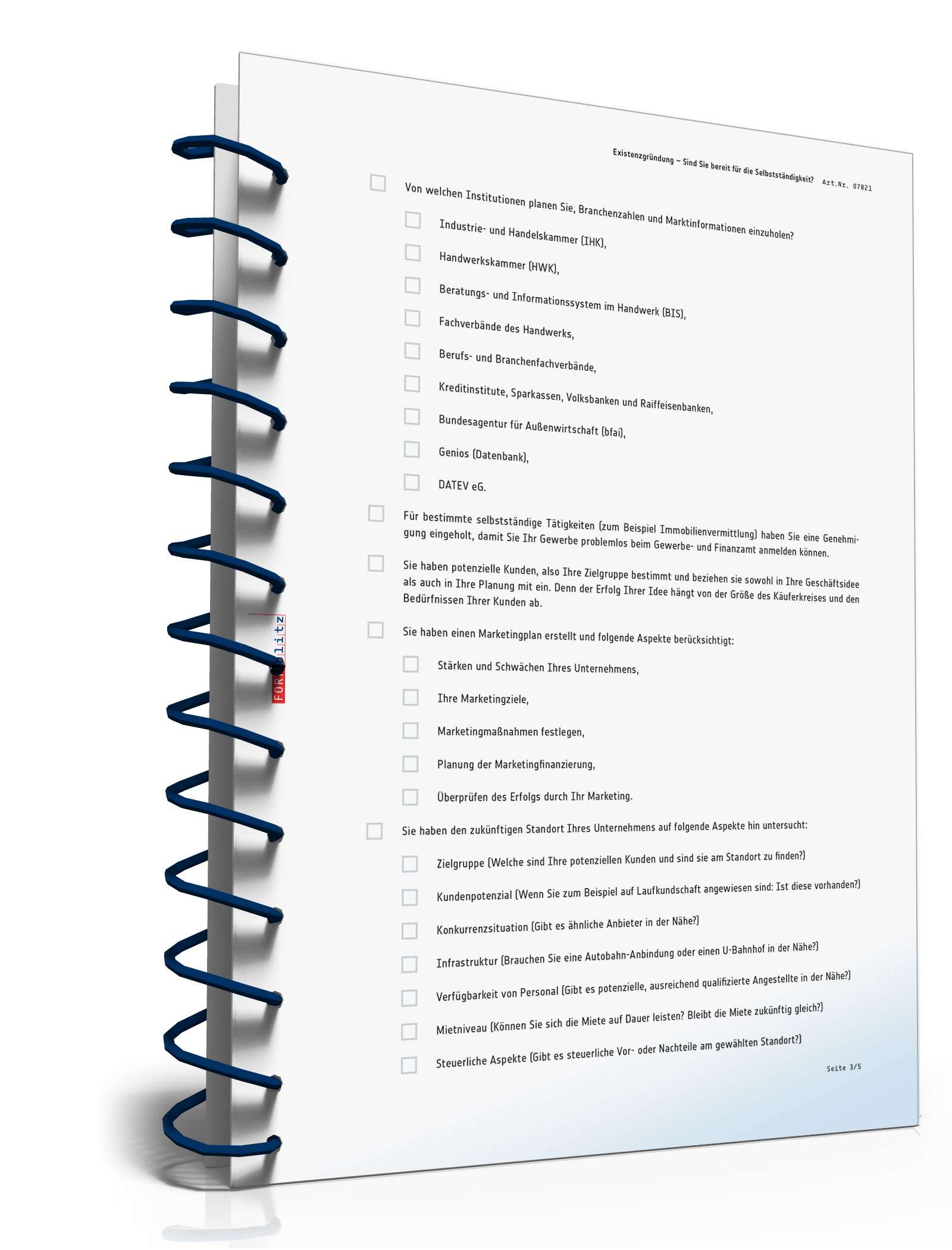 Checkliste Existenzgründung planen PDF. Seite: 3