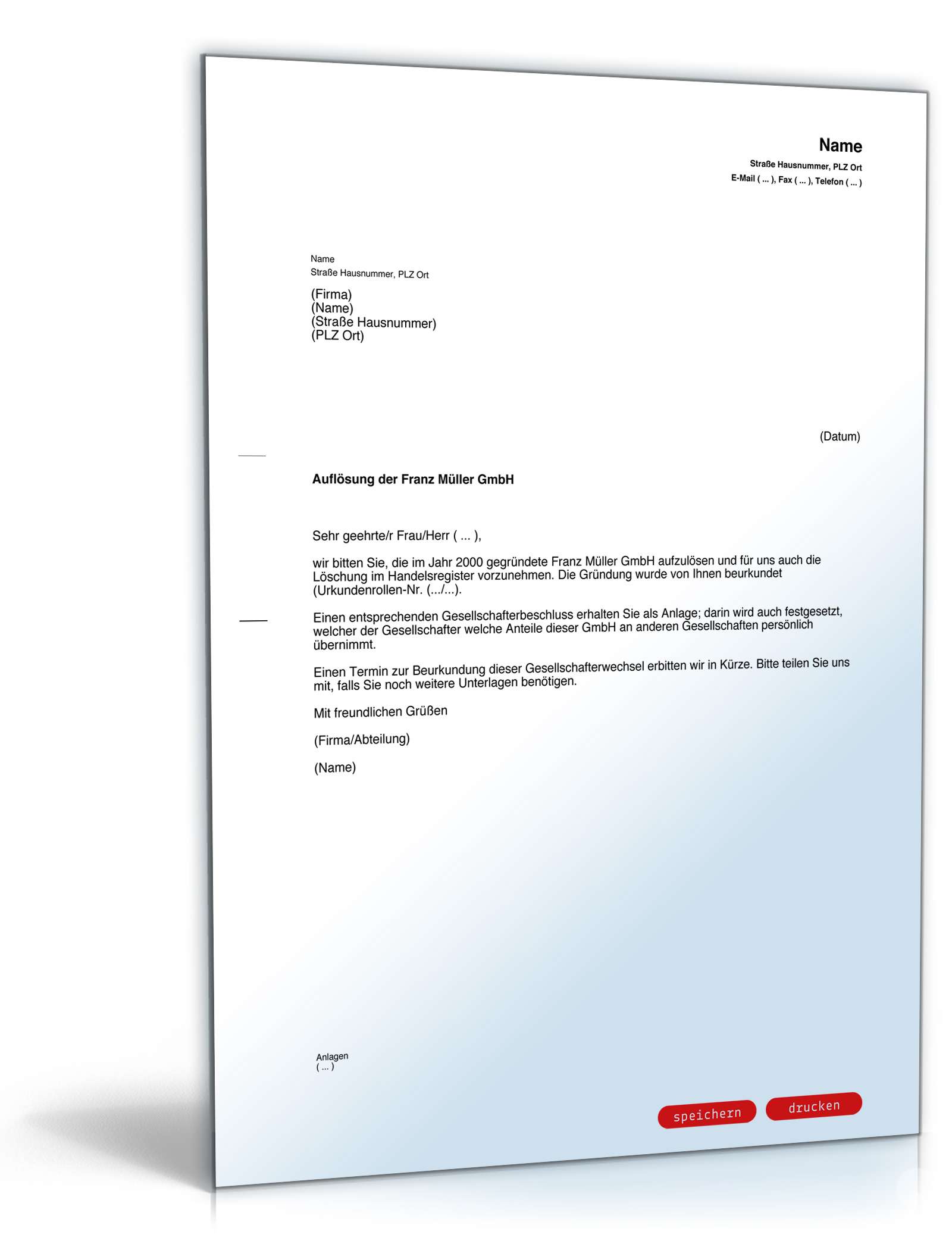 Mitteilung Auflösung GmbH PDF