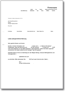 3. bzw. letzte Mahnung Word