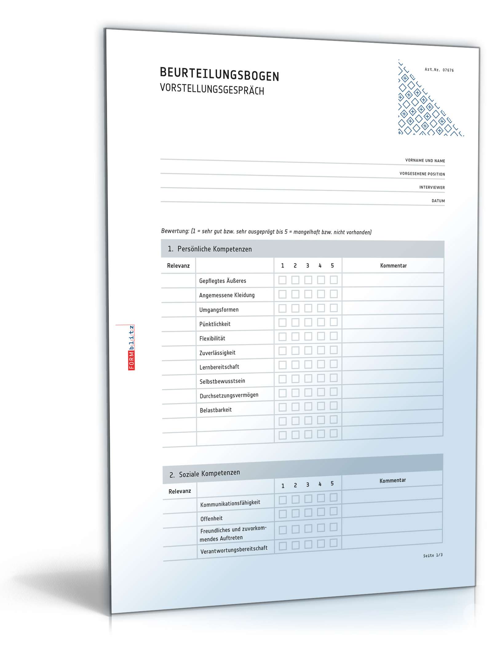 Auswertung Vorstellungsgespräch PDF