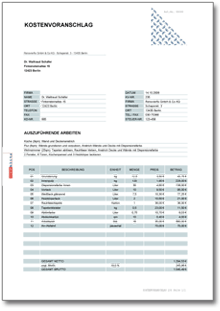 Kostenvoranschlag Malerarbeiten  Excel