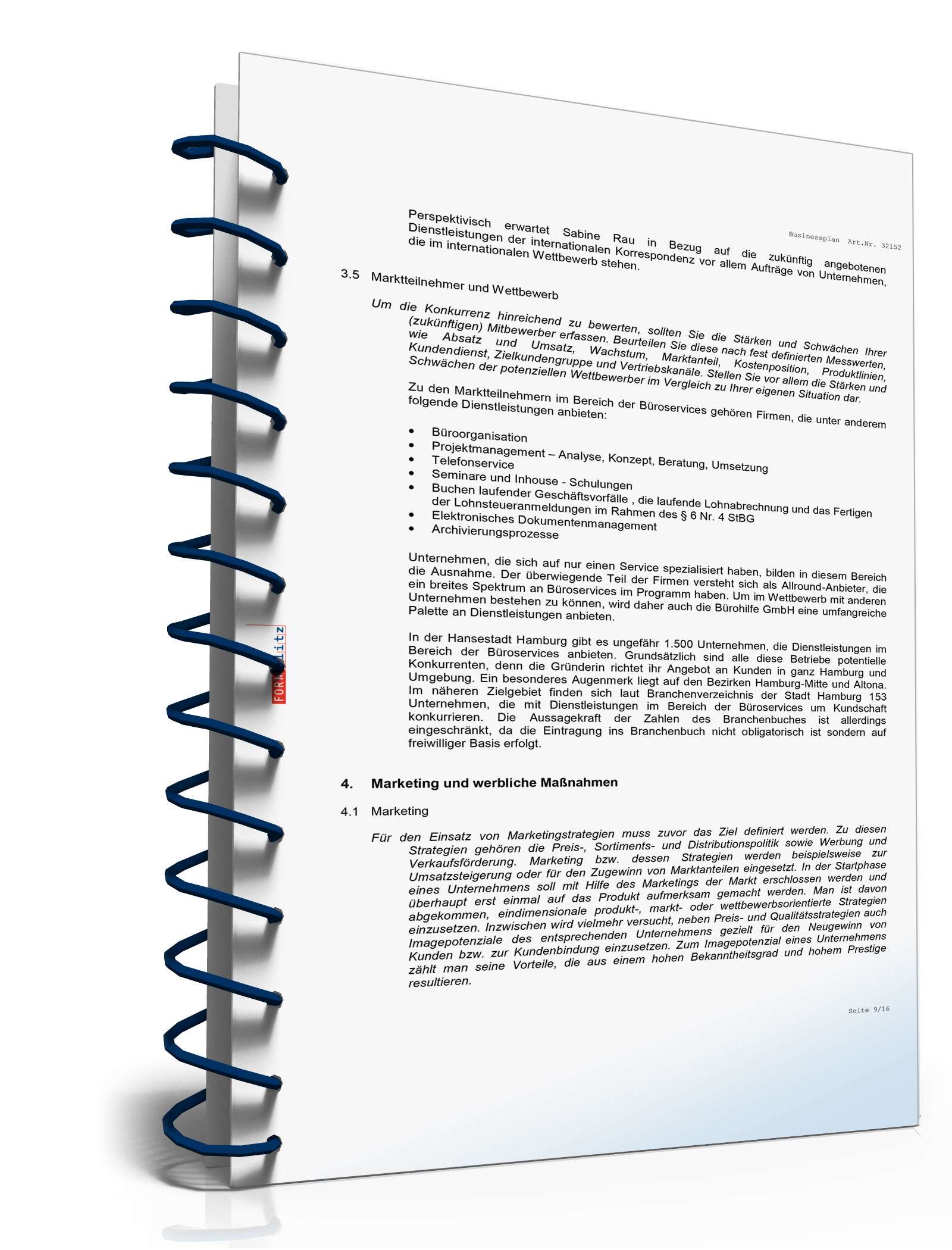 Businessplan Büroservice Excel. Seite: 9