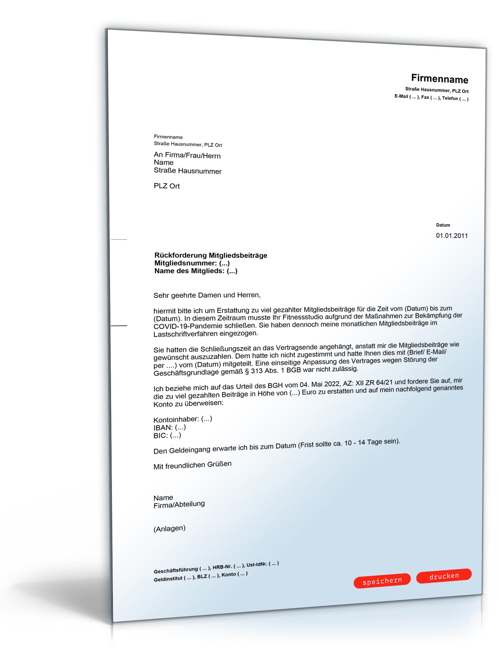 Fitnessstudio Beiträge zurückfordern PDF