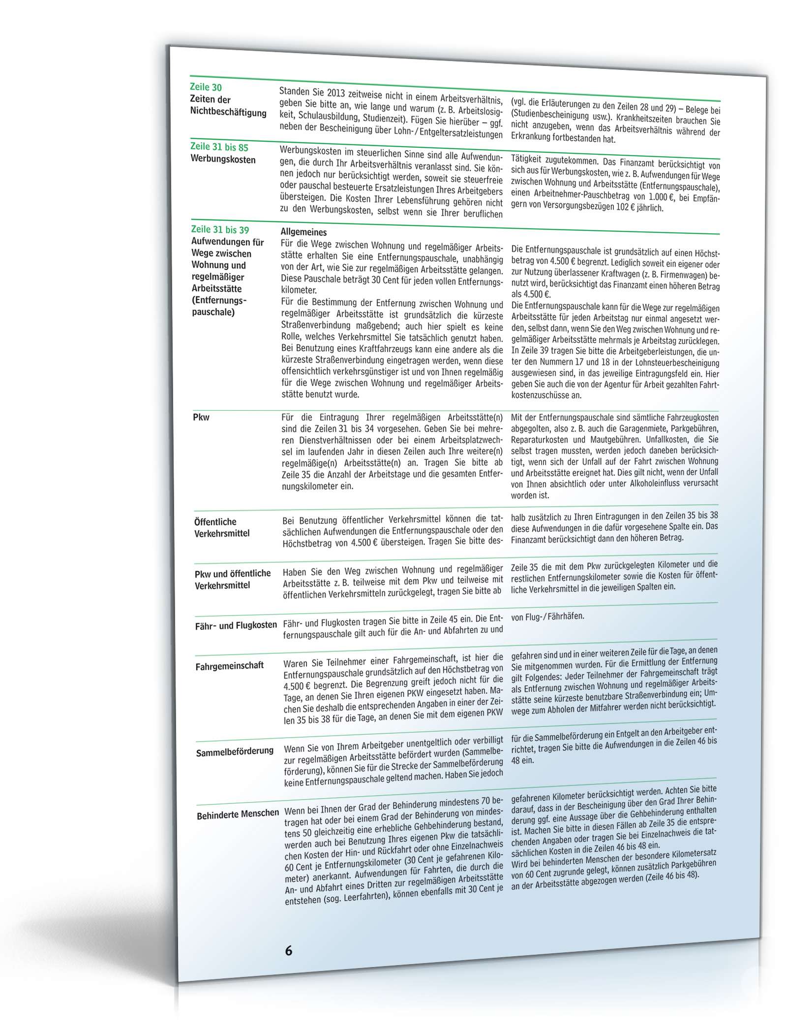 Anleitung zur Einkommensteuererklärung 2013 für beschränkt Steuerpflichtige PDF. Seite: 6