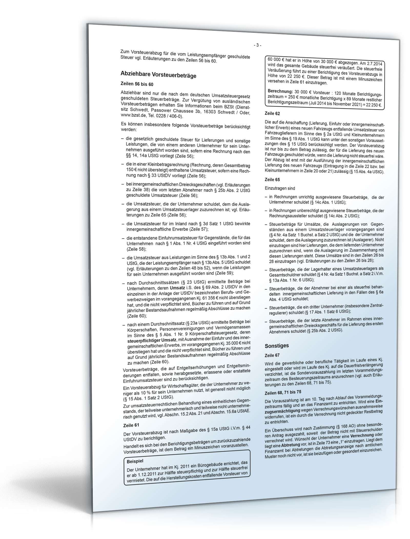 Anleitung zur Umsatzsteuervoranmeldung 2014 PDF. Seite: 3