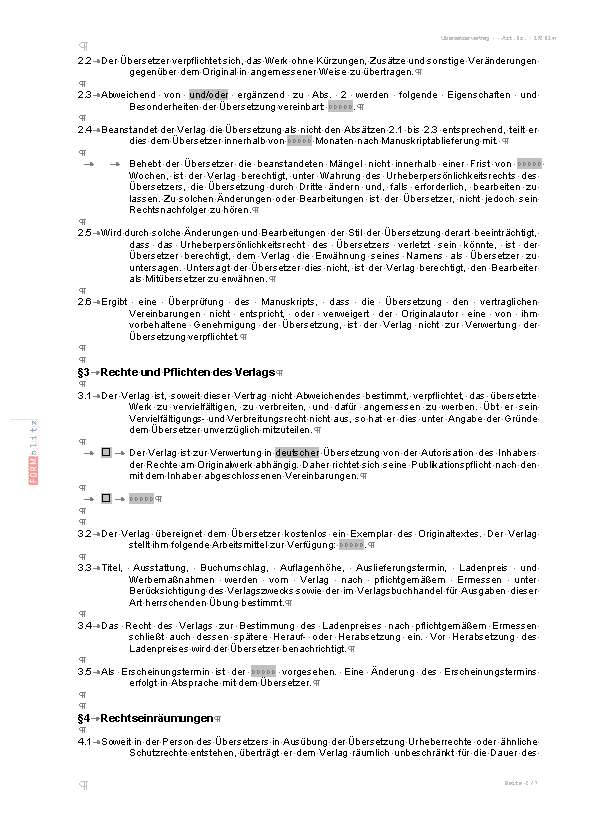 Übersetzervertrag Word. Seite: 2