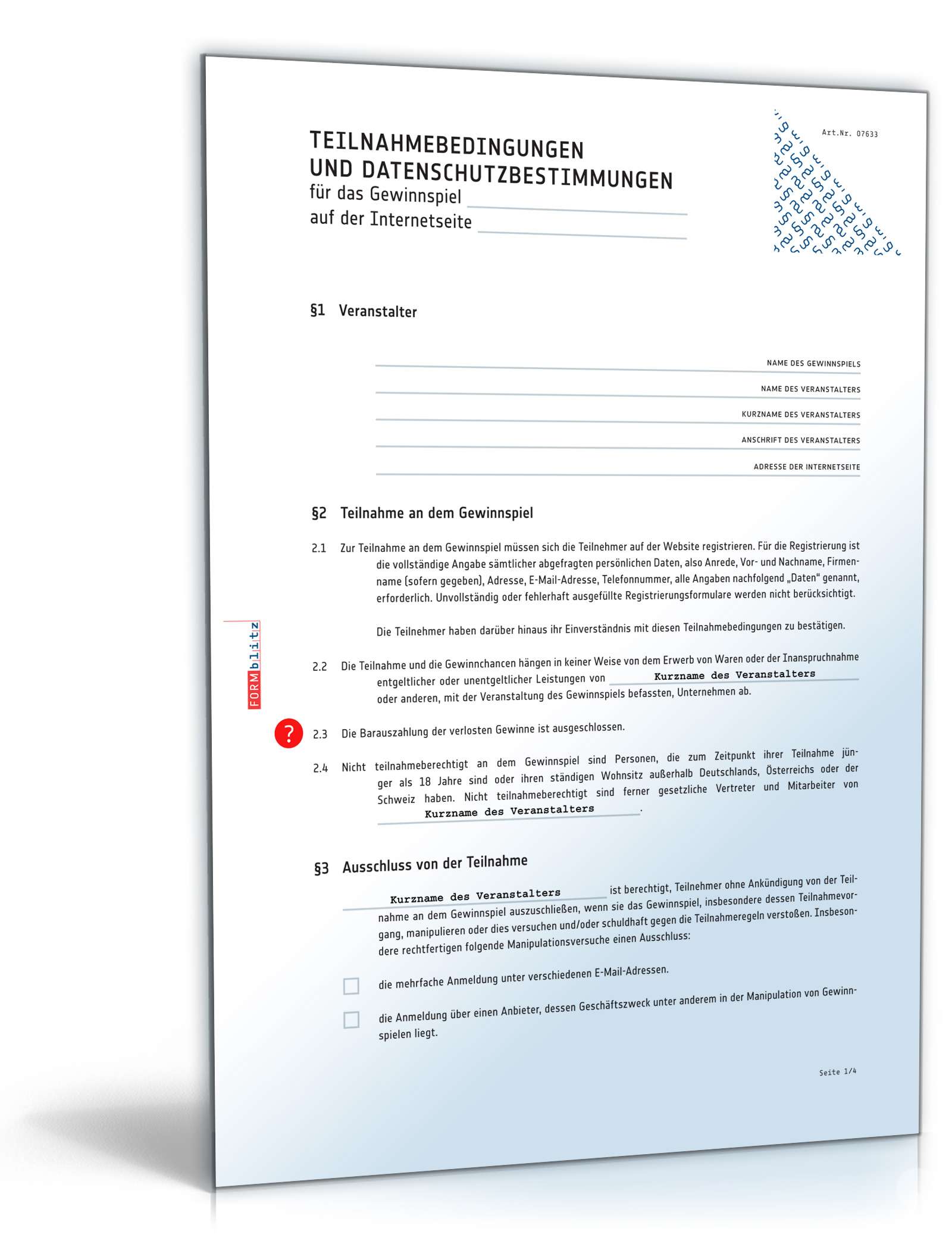 Teilnahmebedingungen Online-Gewinnspiel PDF