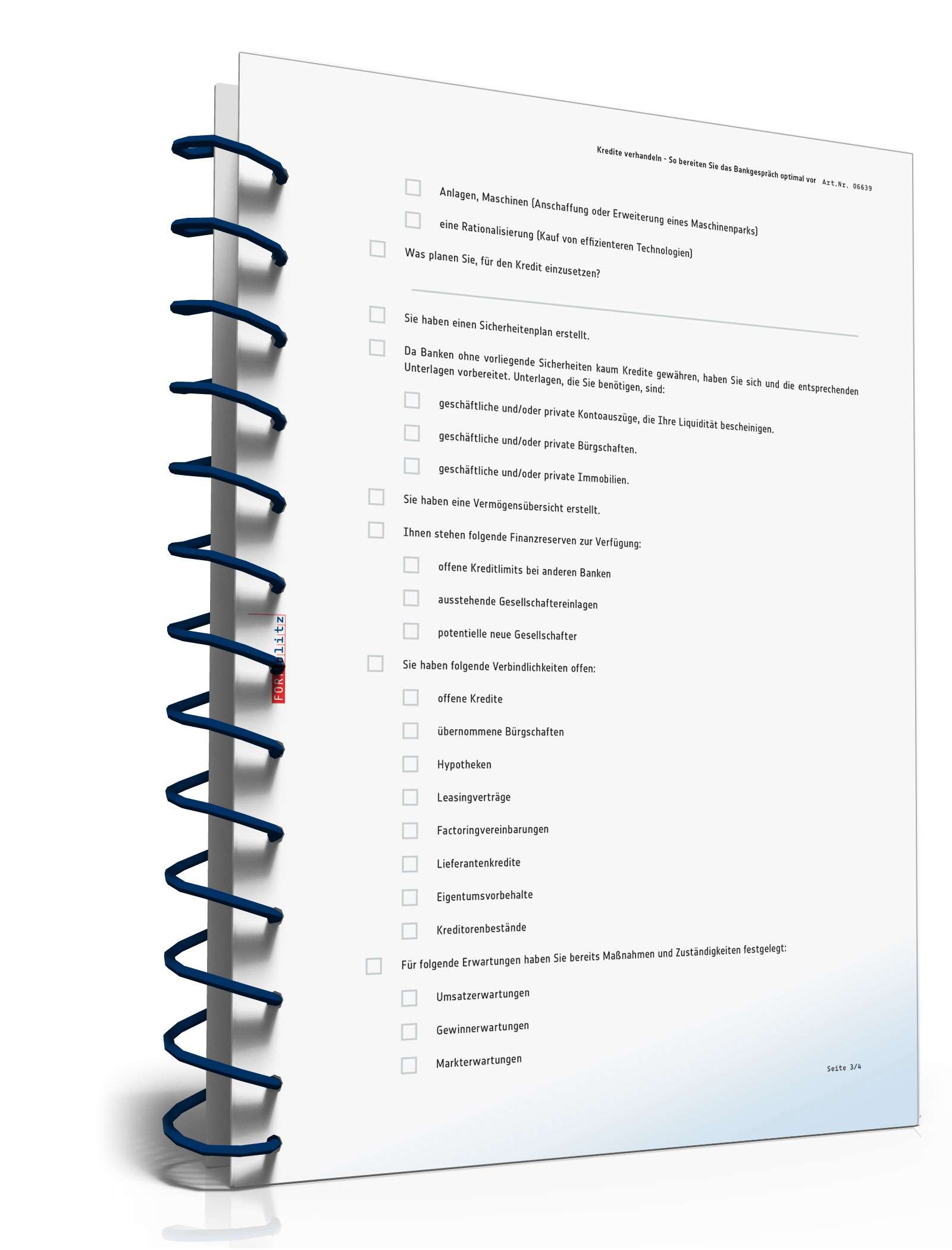 Checkliste Vorbereitung Kreditverhandlung PDF. Seite: 3