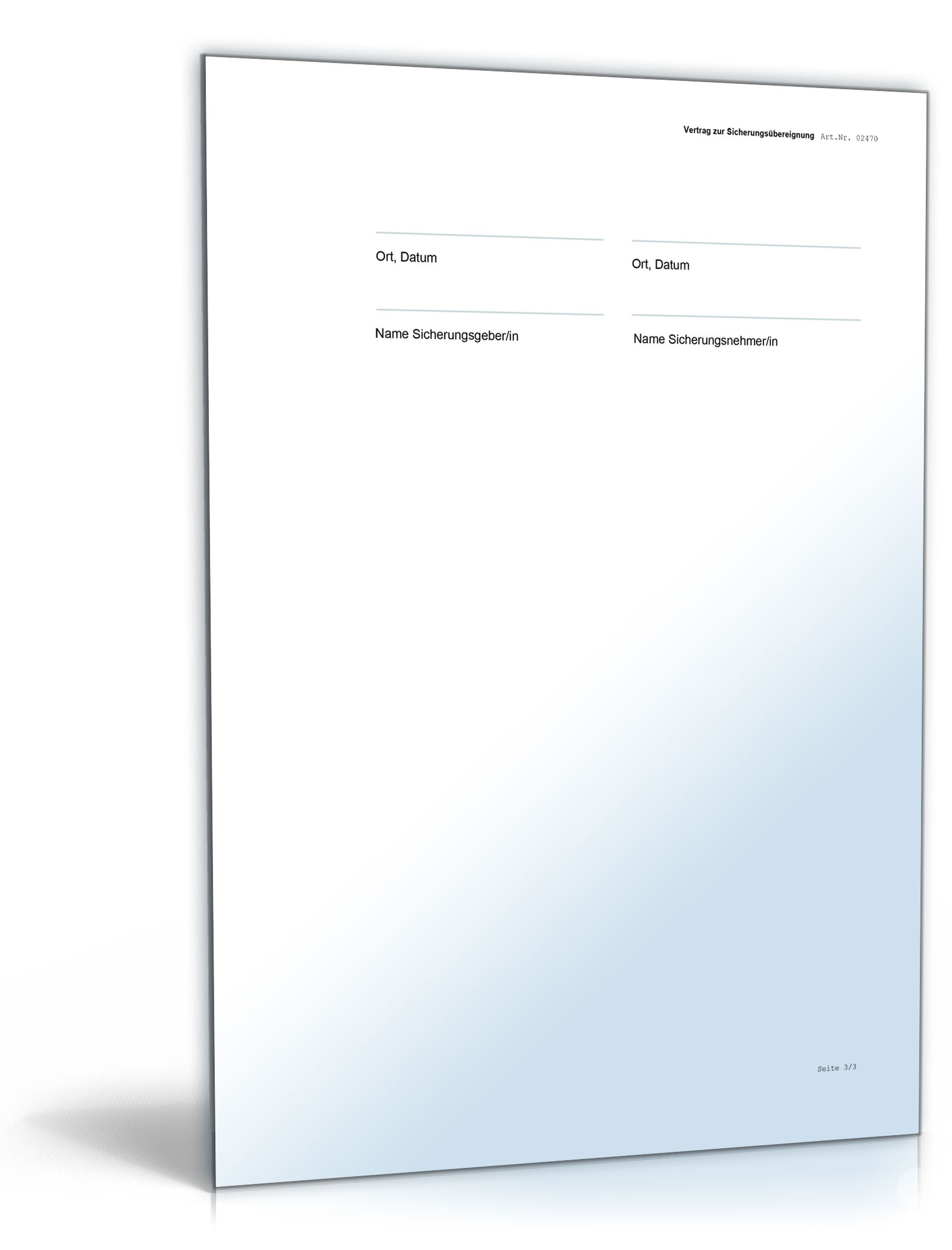 Vertrag zur Sicherungsübereignung Word. Seite: 3