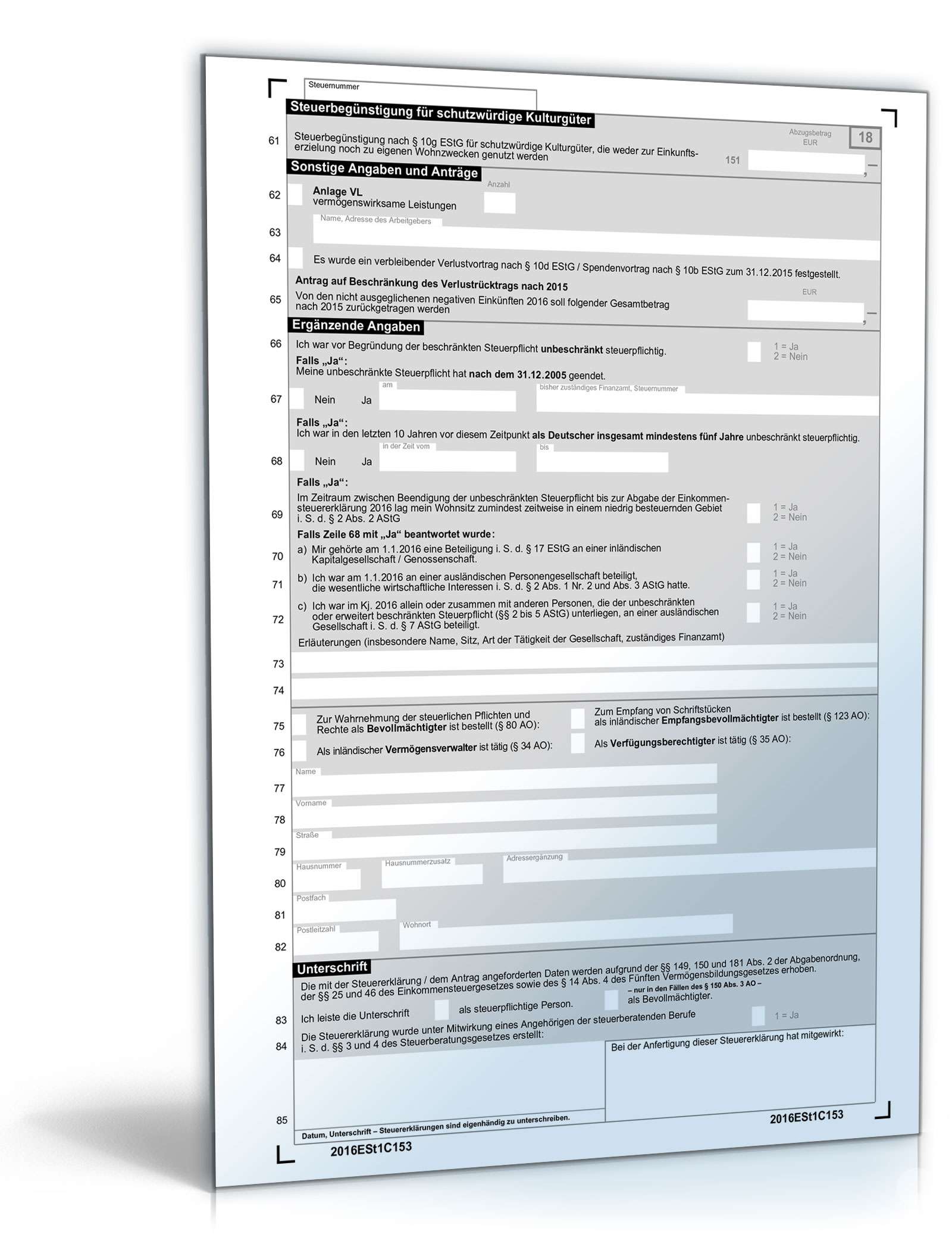 Einkommensteuererklärung für beschränkt Steuerpflichtige 2016 PDF. Seite: 3