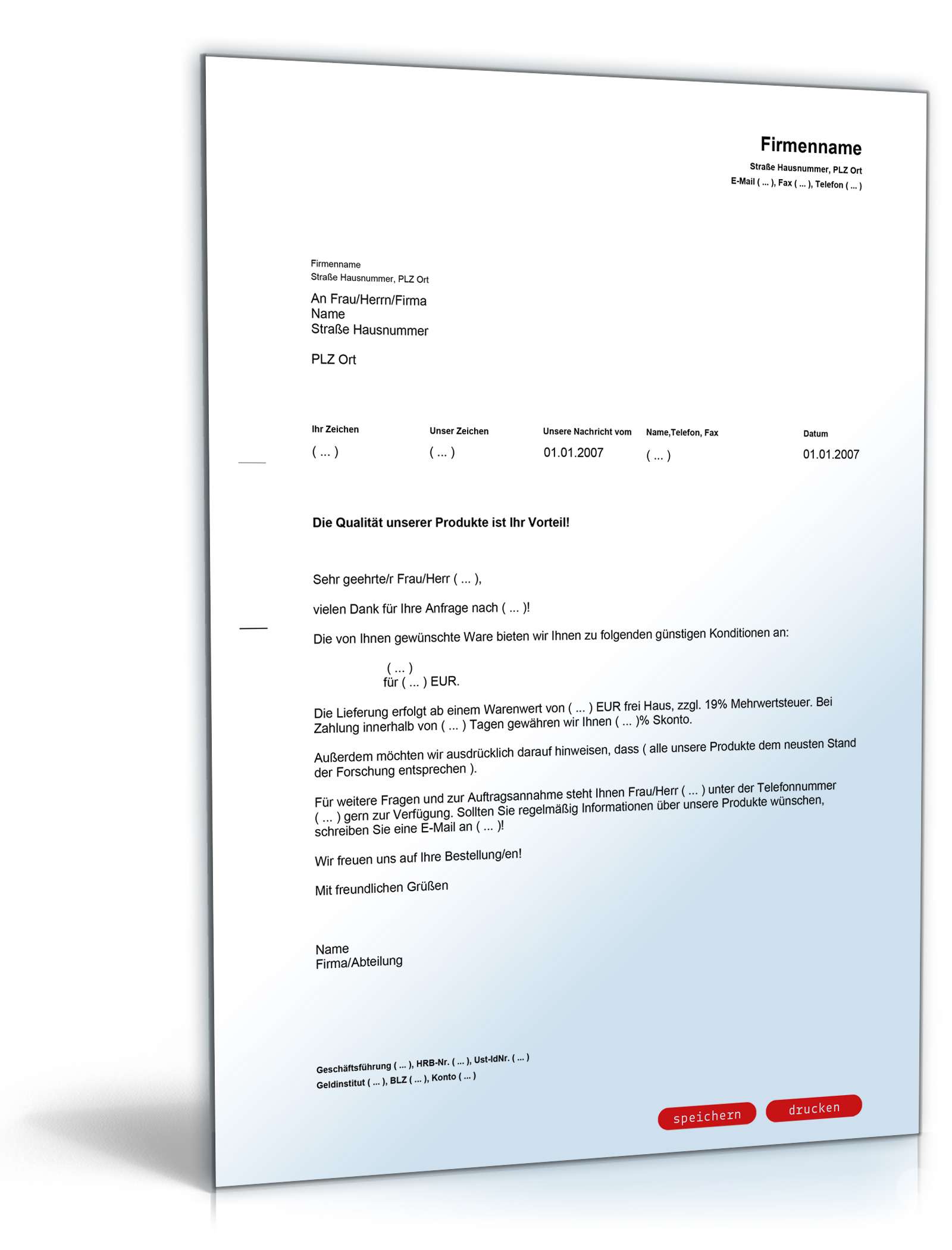 Angebot auf eine Anfrage PDF