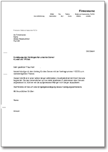 Kündigung Server Word