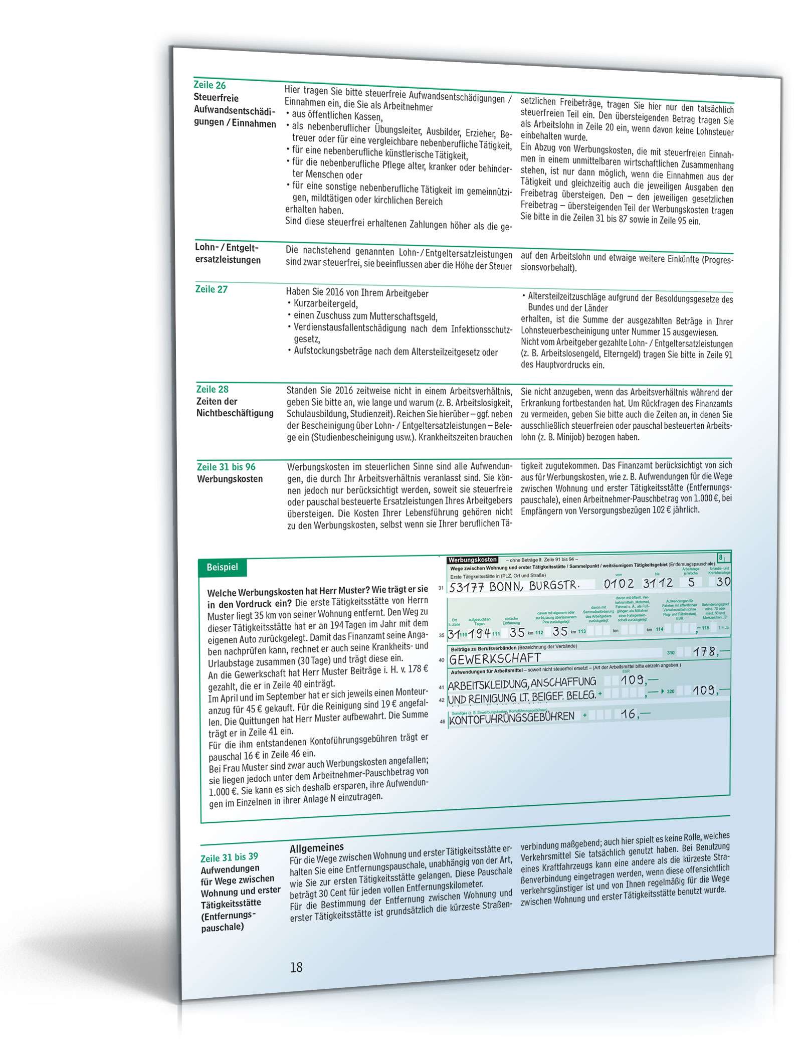 Anleitung zur Einkommensteuererklärung 2016 PDF. Seite: 18