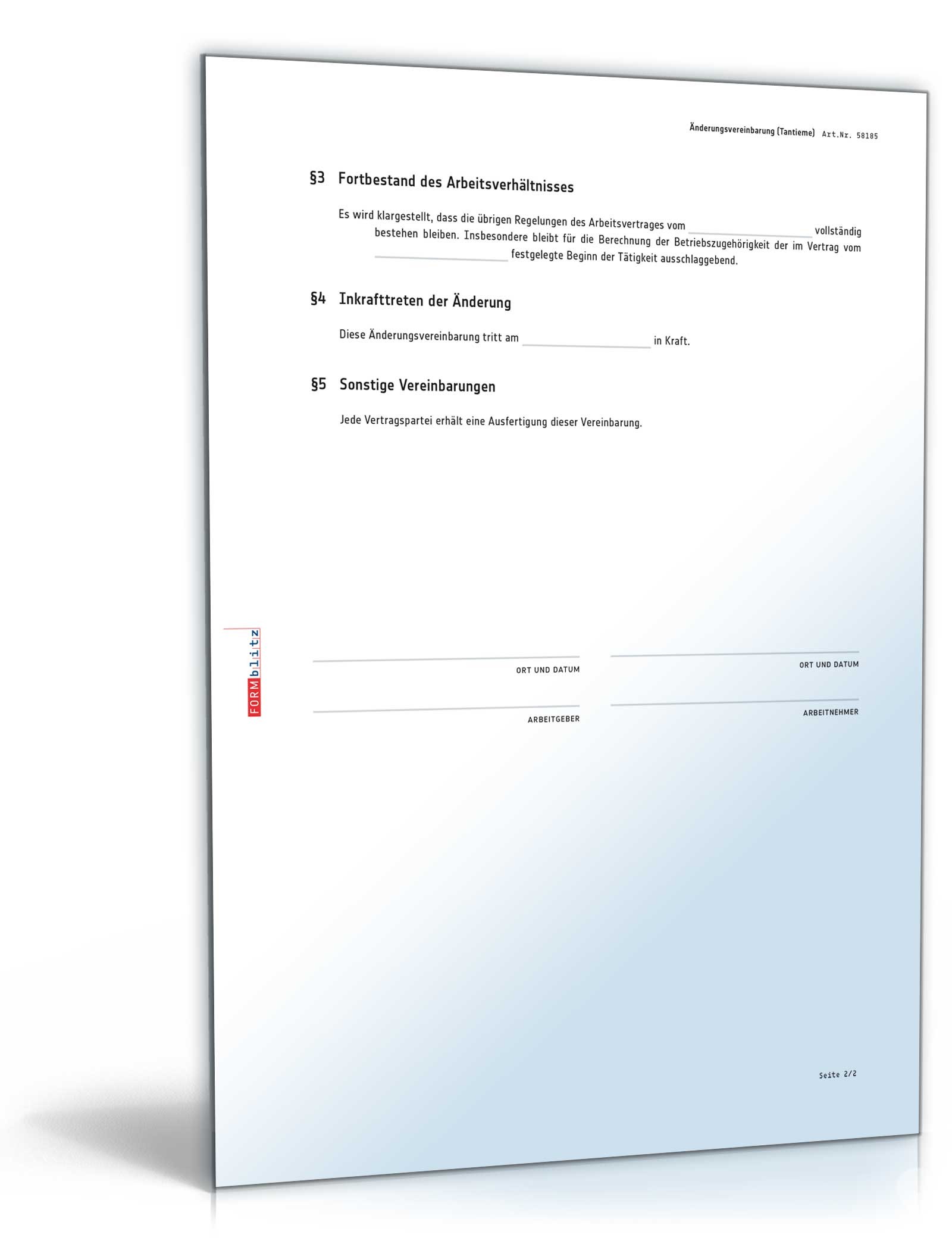 Änderungsvereinbarung Tantieme PDF. Seite: 2