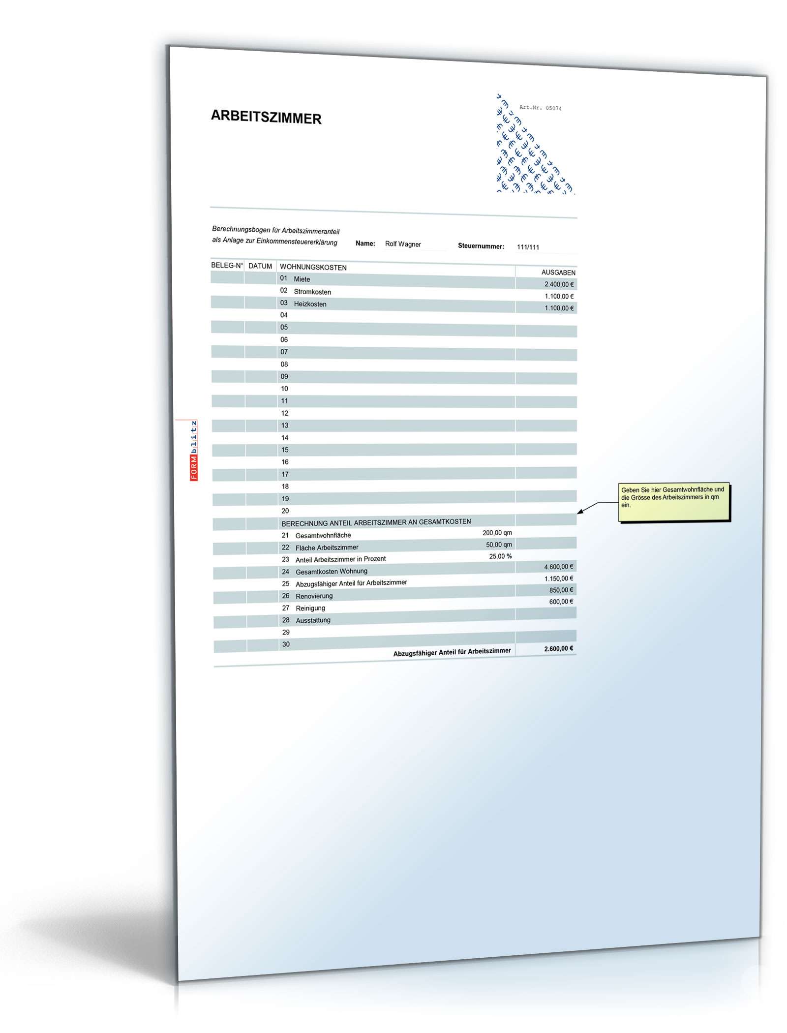 Toolbox Steuer Excel. Seite: 3