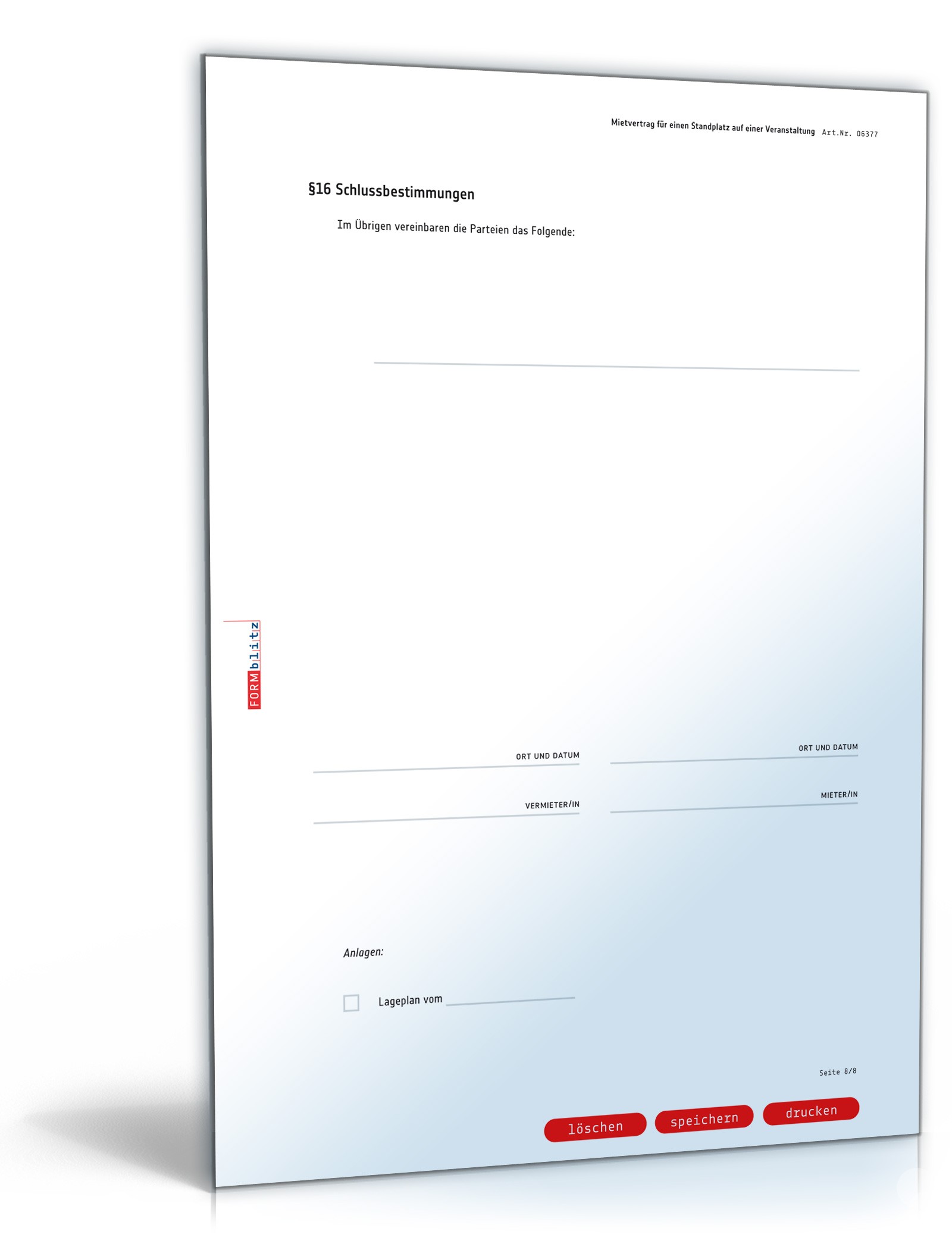 Mietvertrag Standplatz auf einer Veranstaltung PDF. Seite: 8